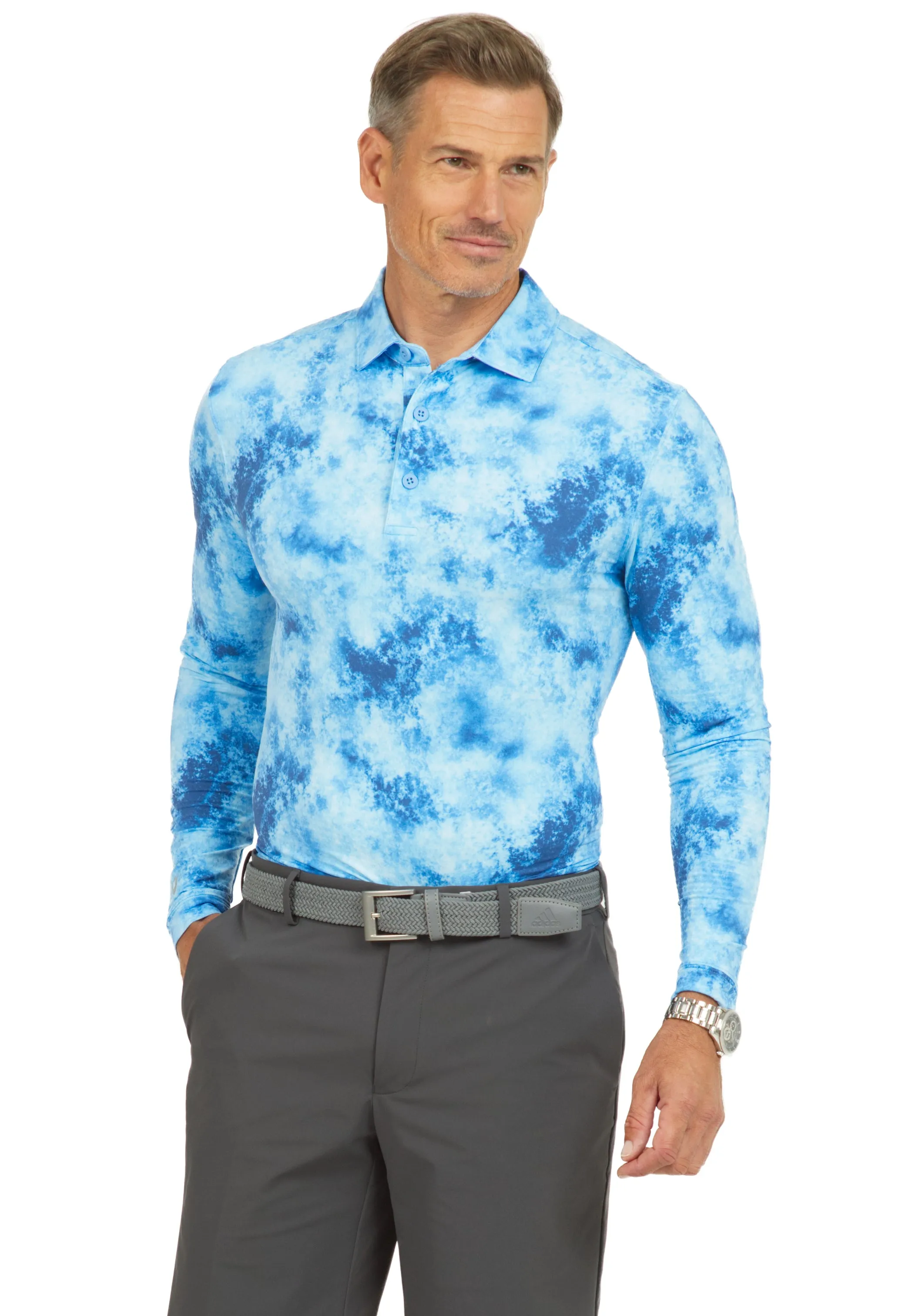 Tie-Dye Print Long Sleeve Polo – 95125 (Modern Fit) sold by IBKUL product image thumbnail 2