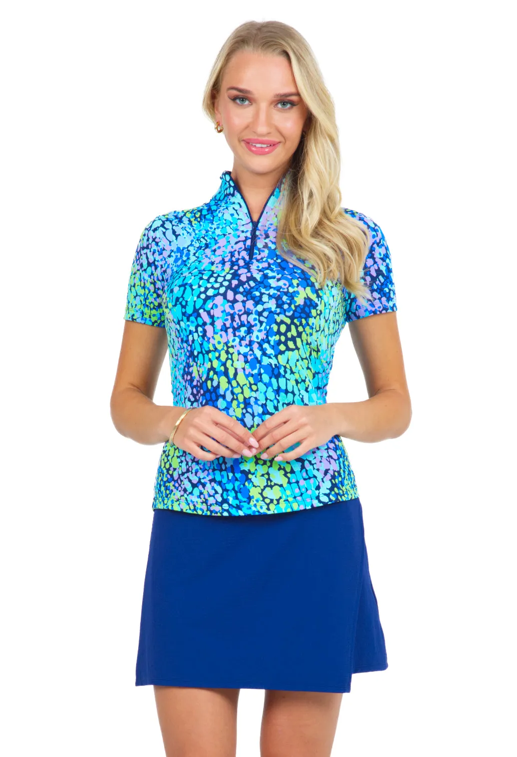 Camille Print Short Sleeve Mock Neck – 17076 sold by IBKUL product image thumbnail 2