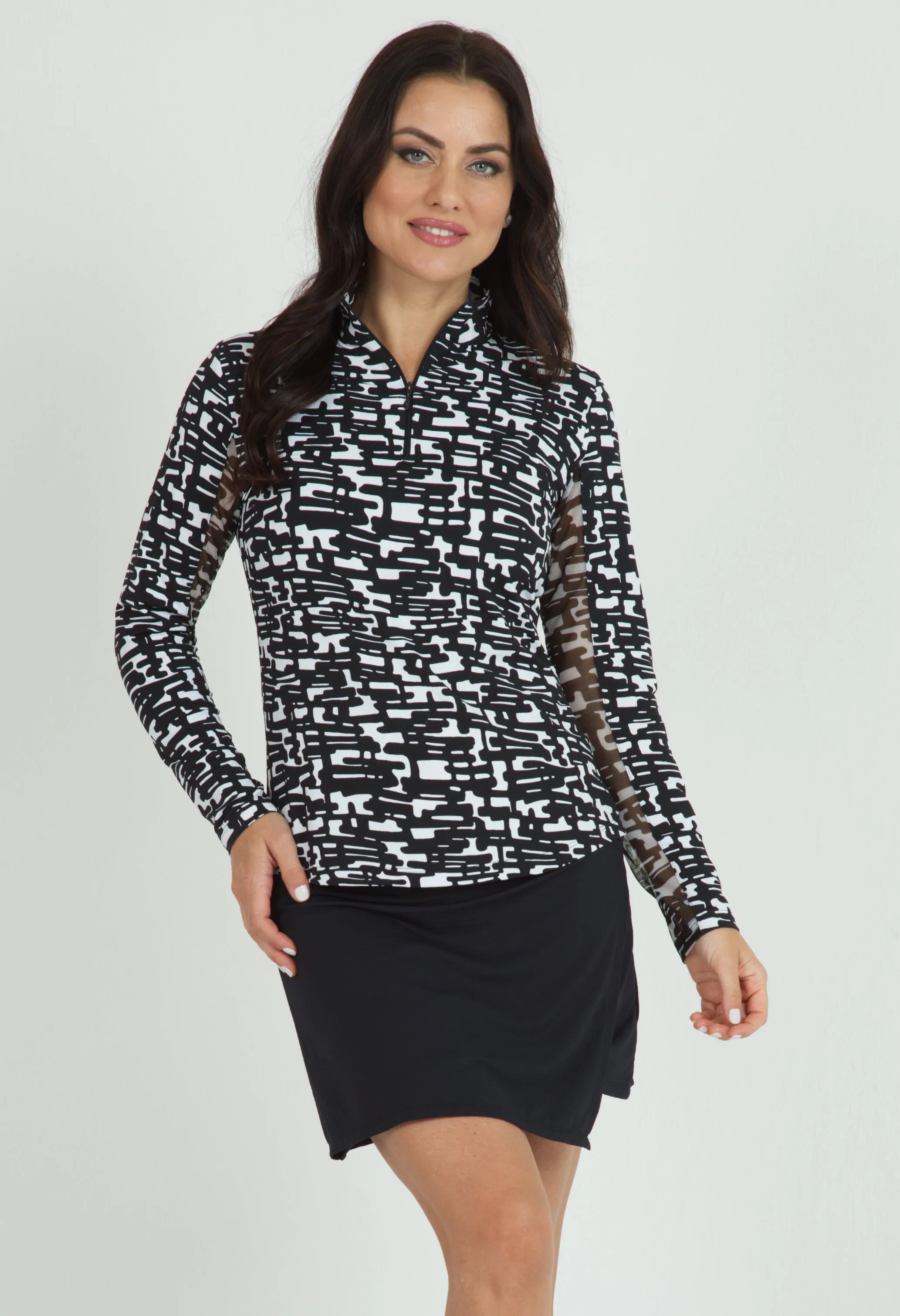 Juno Print Long Sleeve Mock Neck Top – 10759 sold by IBKUL product image thumbnail 2