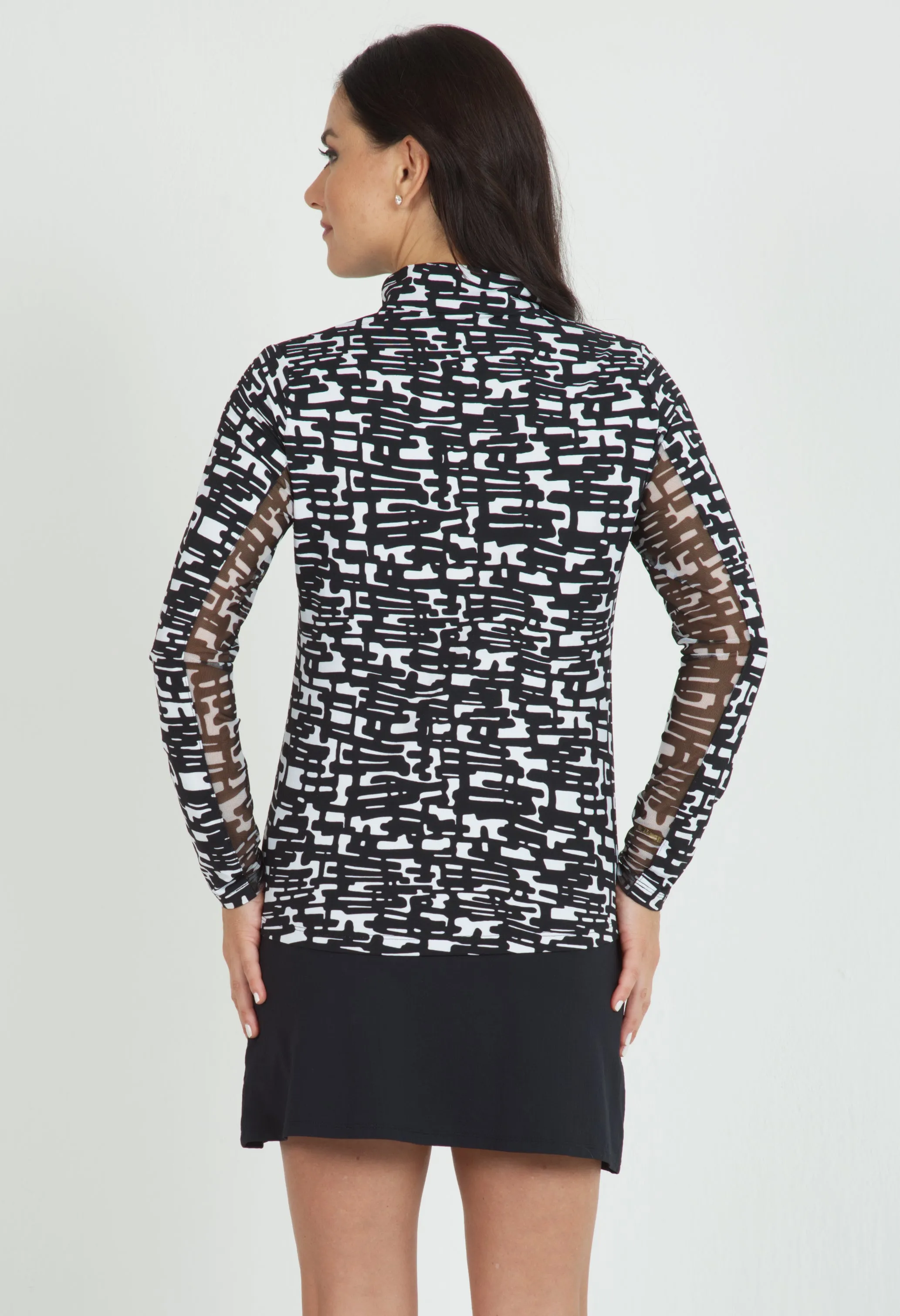 Juno Print Long Sleeve Mock Neck Top – 10759 sold by IBKUL product image thumbnail 3