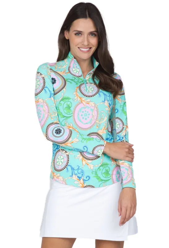 Debbie Print Long Sleeve Mock Neck Top – 10654 sold by IBKUL