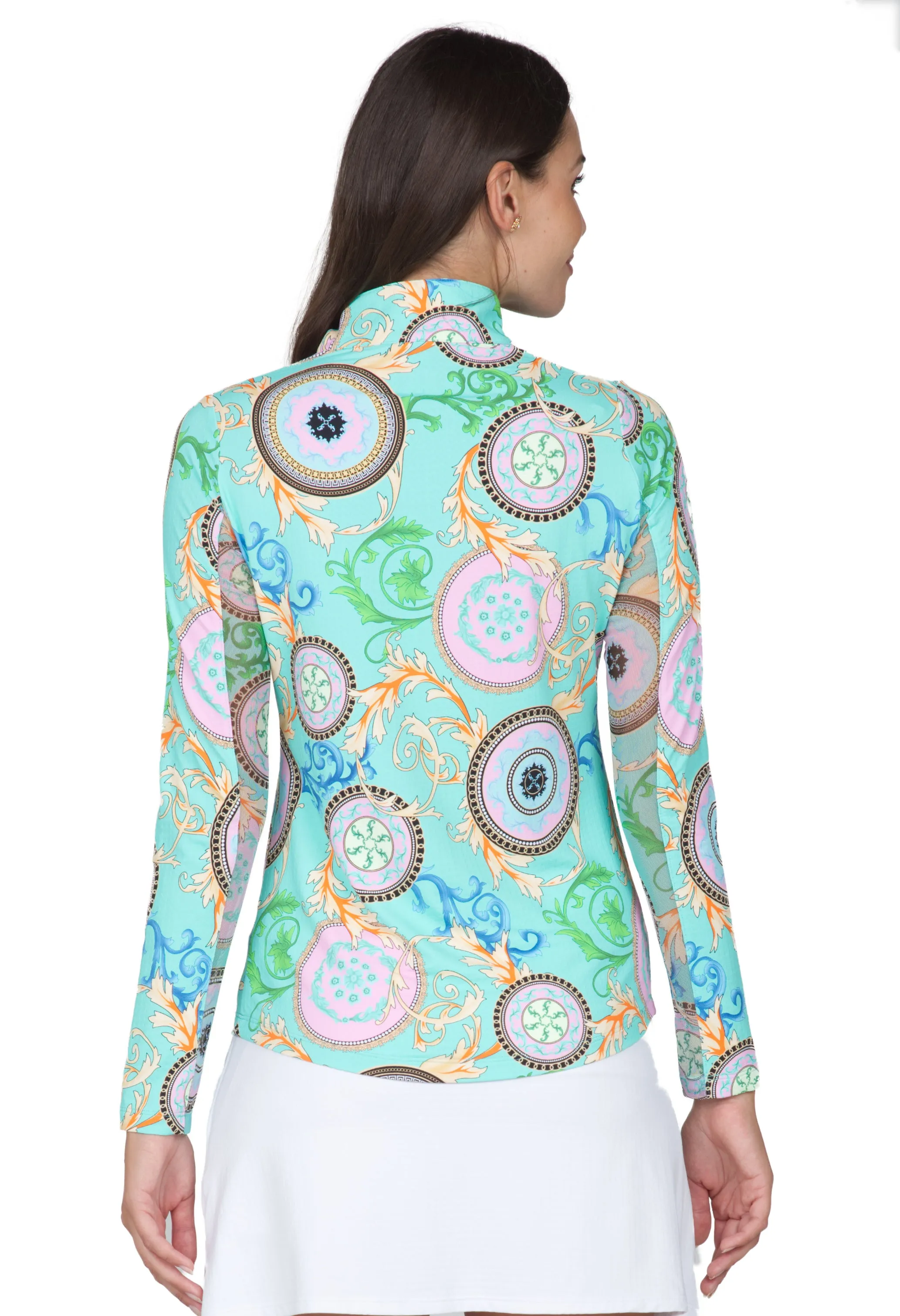 Debbie Print Long Sleeve Mock Neck Top – 10654 sold by IBKUL product image thumbnail 3