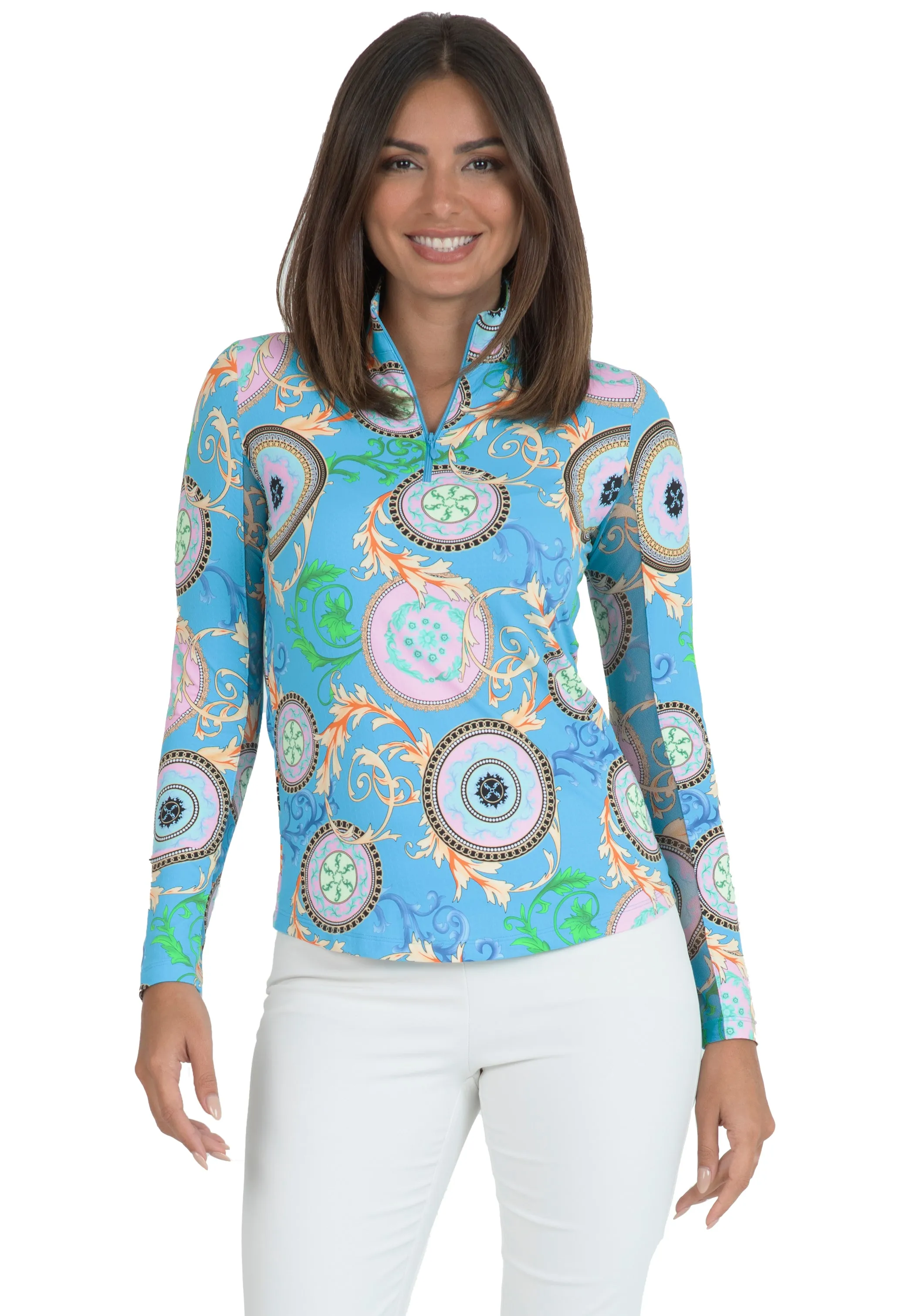 Debbie Print Long Sleeve Mock Neck Top – 10654 sold by IBKUL product image thumbnail 5
