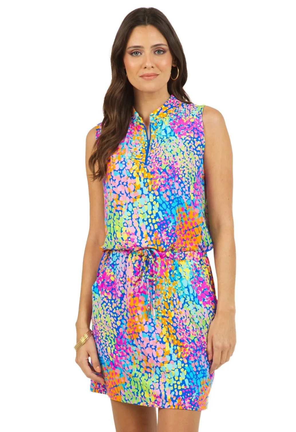 Camille Print Sleeveless Drawstring Dress – 63076 sold by IBKUL