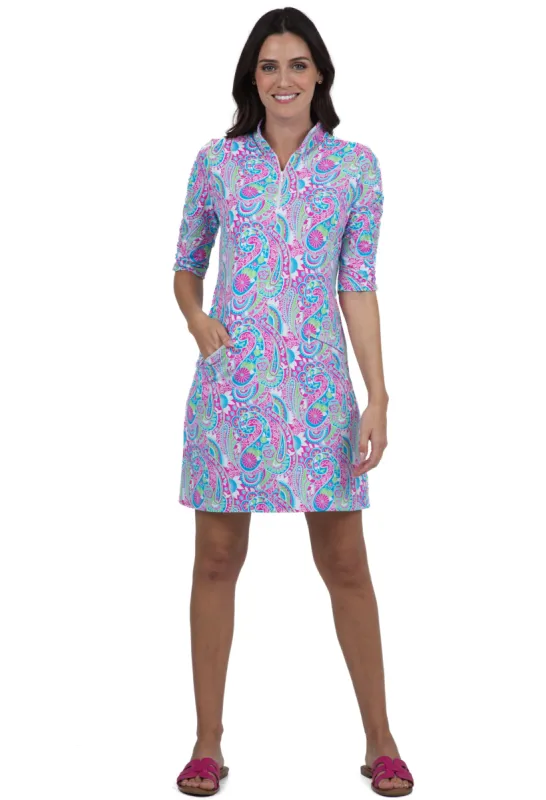 Gloria Print Ruched Elbow Length Sleeve Dress sold by IBKUL