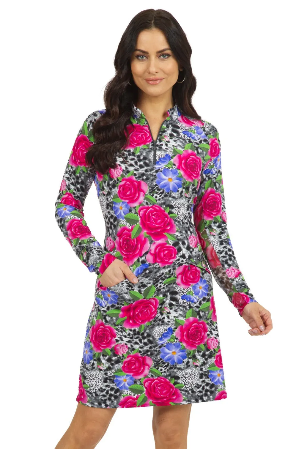 Jovanna Print Long Sleeve Mock Neck Dress – 68183 sold by IBKUL product image thumbnail 3