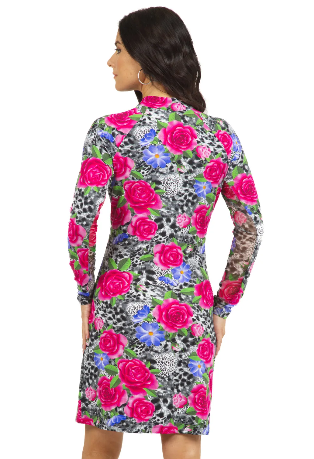 Jovanna Print Long Sleeve Mock Neck Dress – 68183 sold by IBKUL product image thumbnail 4