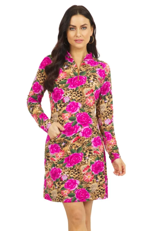 Jovanna Print Long Sleeve Mock Neck Dress – 68183 sold by IBKUL