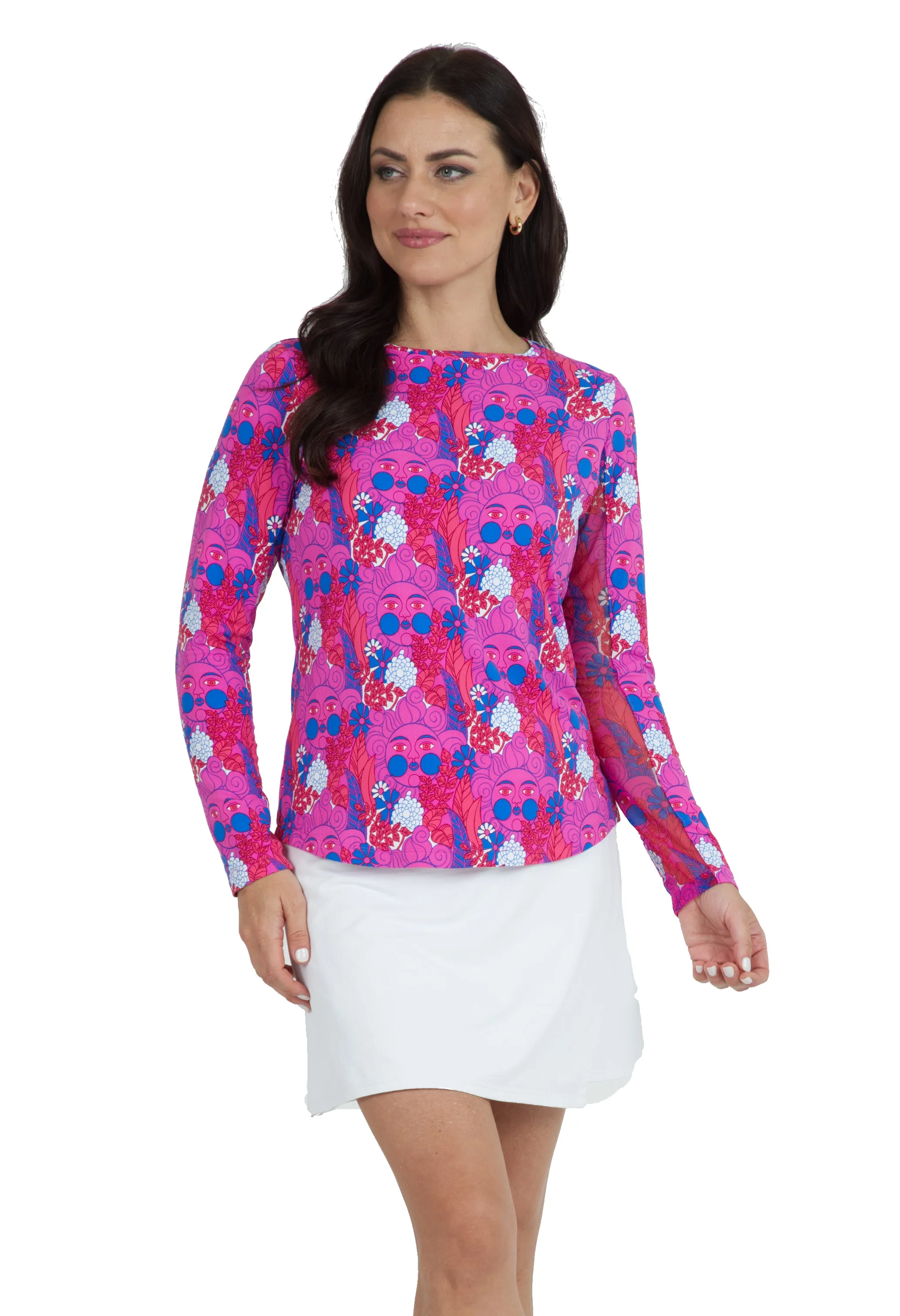 Nadia Print Long Sleeve Crew Neck – 12760 sold by IBKUL