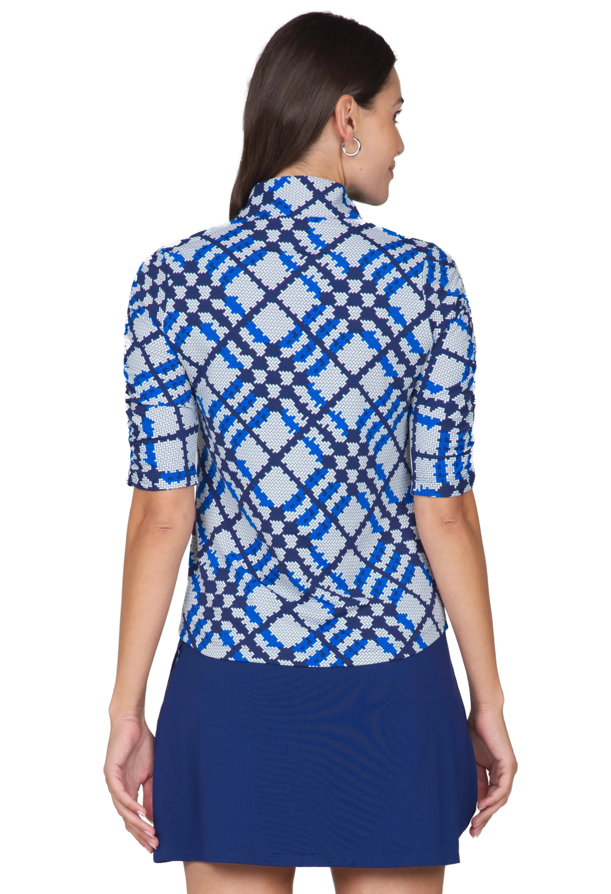Sonika Print Ruched Elbow Length Sleeve Top - 41653 sold by IBKUL product image thumbnail 3