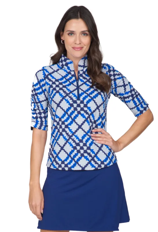 Sonika Print Ruched Elbow Length Sleeve Top - 41653 sold by IBKUL