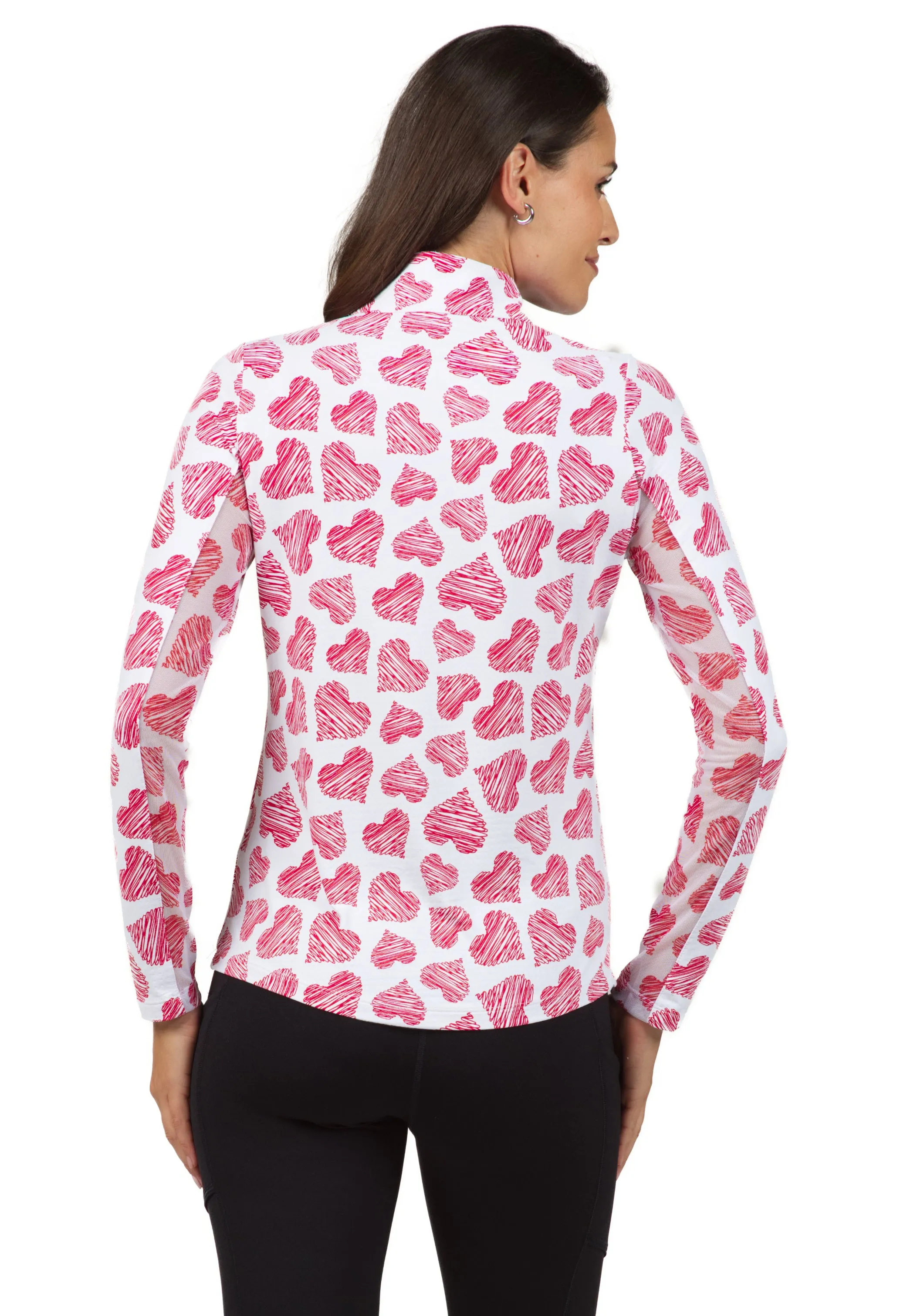 Scribble Hearts Print Long Sleeve Mock Neck Top – 10489 sold by IBKUL product image thumbnail 3