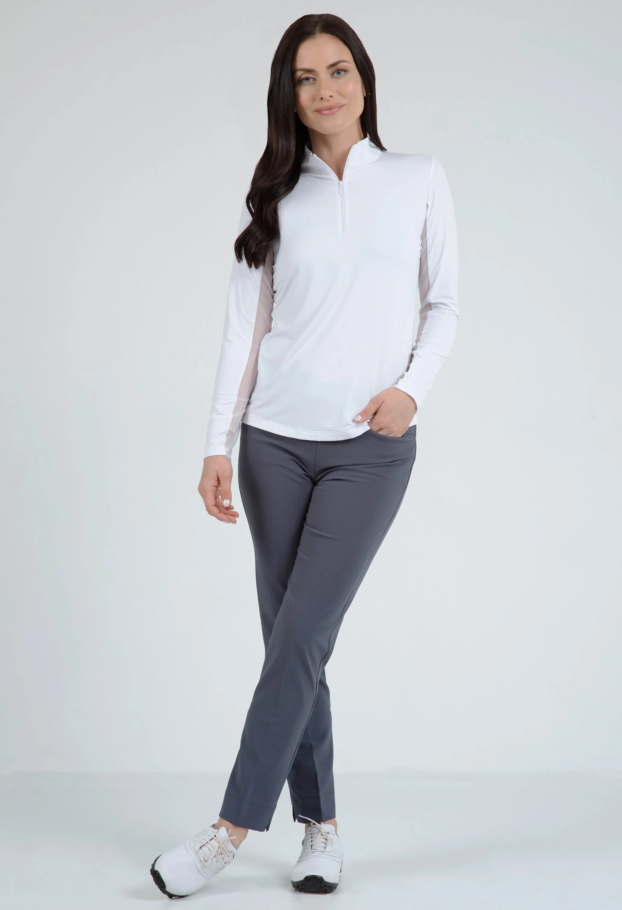 Solid Long Sleeve Mock Neck Top sold by IBKUL product image thumbnail 3