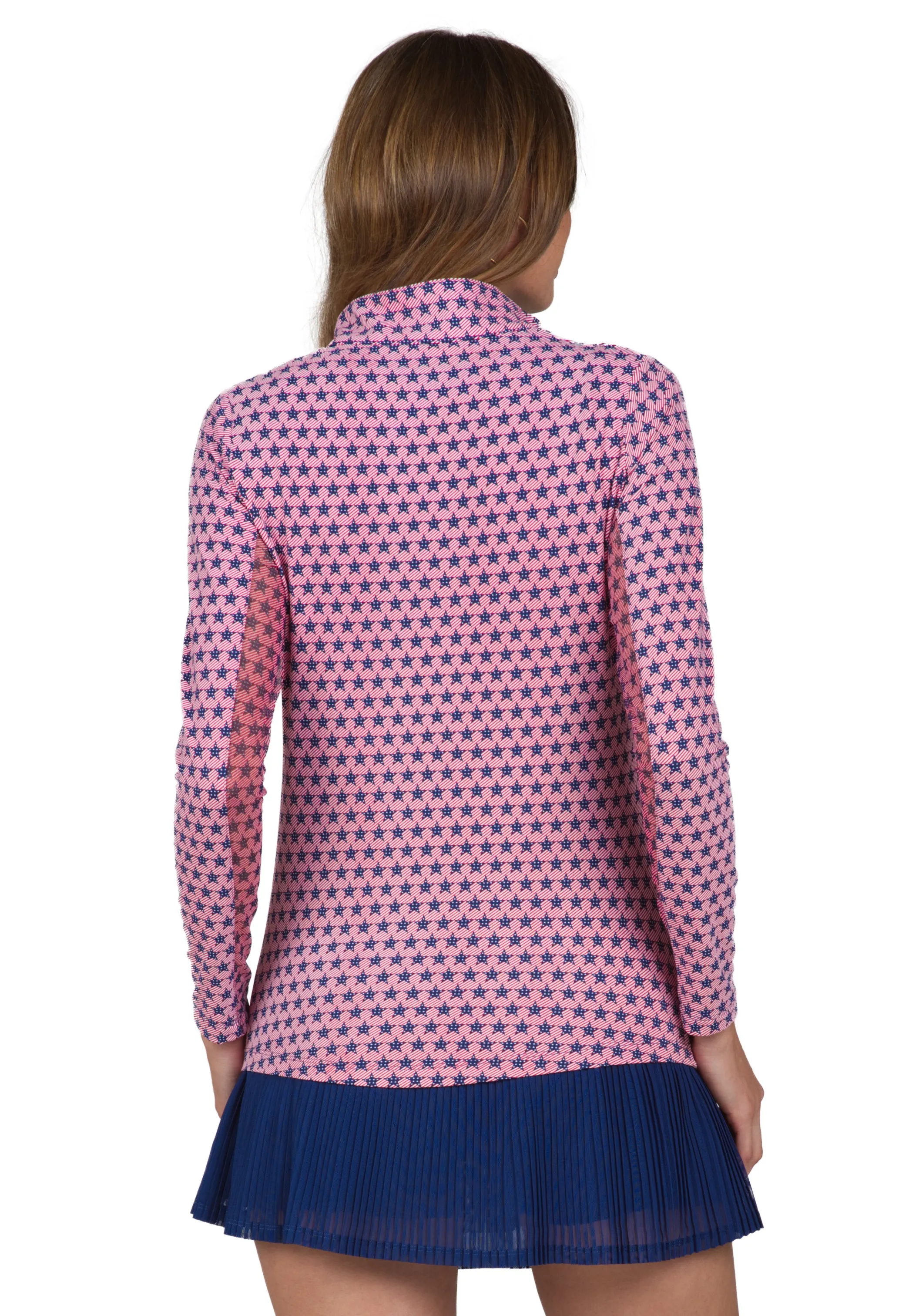 Stars & Stripes Print Long Sleeve Mock Neck Top – 10545 sold by IBKUL product image thumbnail 3