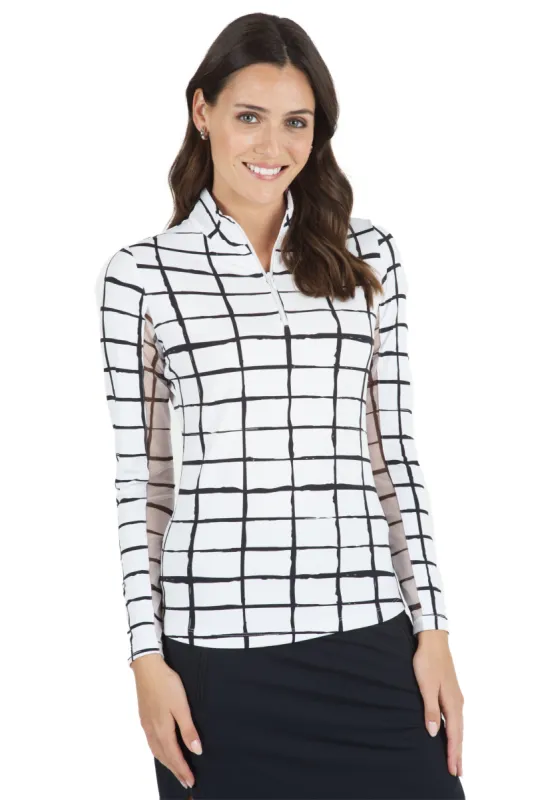 Cordova Print Long Sleeve Mock Neck Top sold by IBKUL