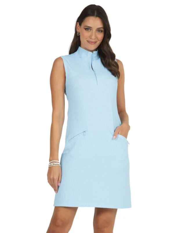 Mini Check Sleeveless Mock Neck Dress sold by IBKUL