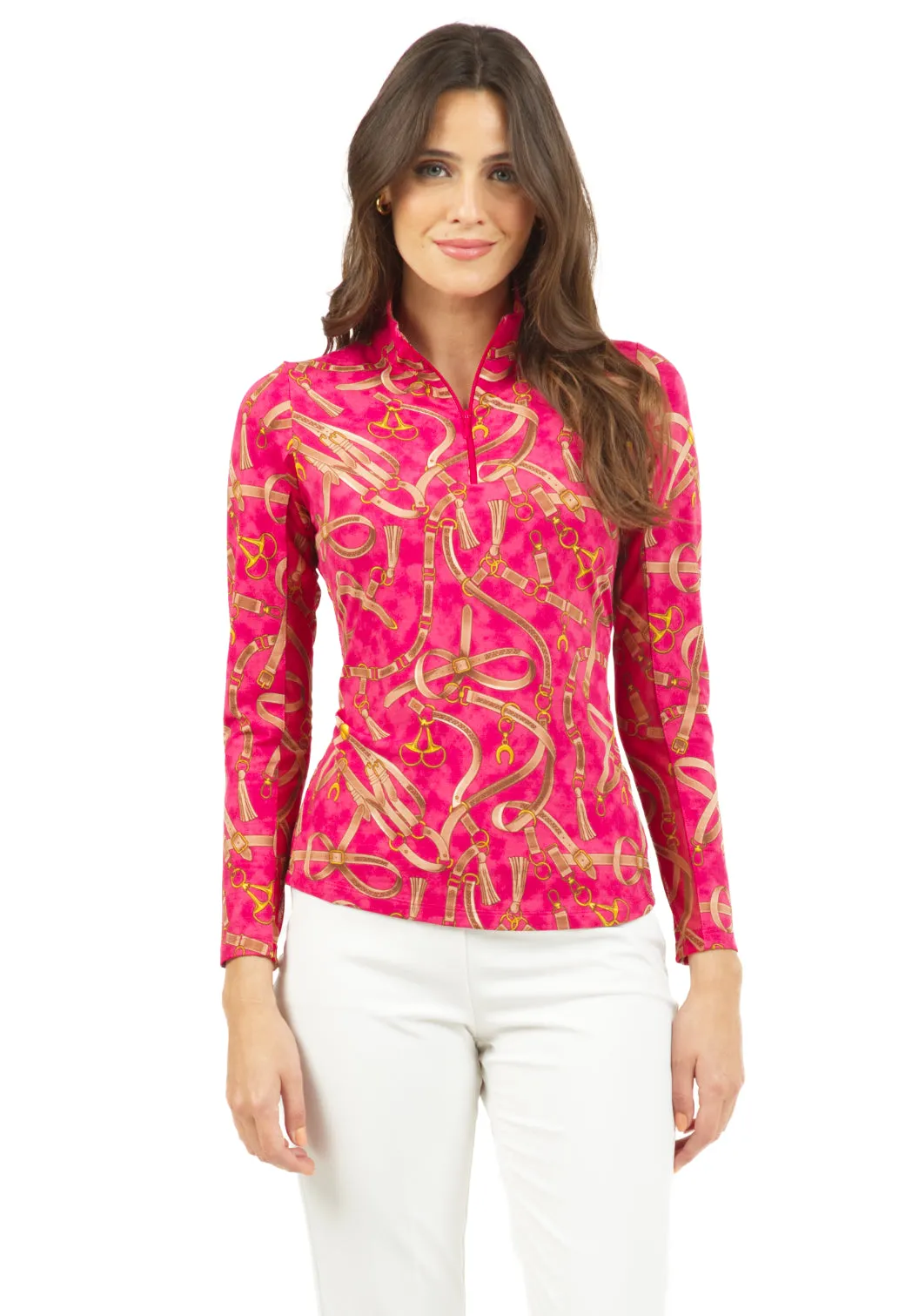 Alexandra Print Long Sleeve Mock Neck Top – 10084 sold by IBKUL product image thumbnail 2
