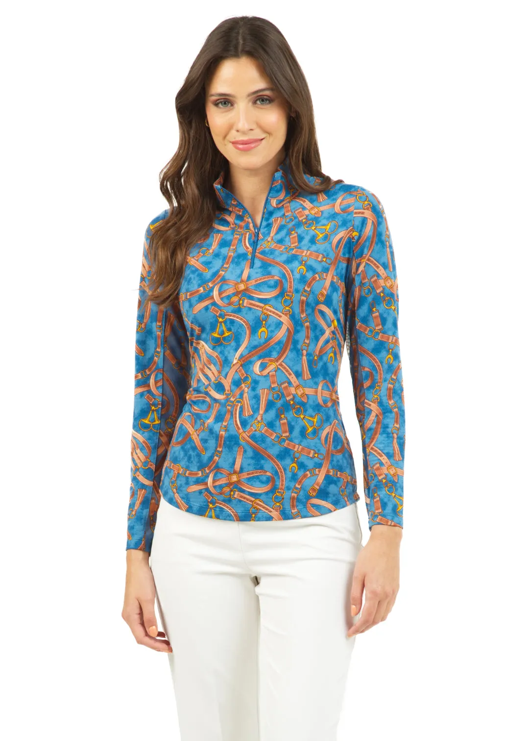 Alexandra Print Long Sleeve Mock Neck Top – 10084 sold by IBKUL