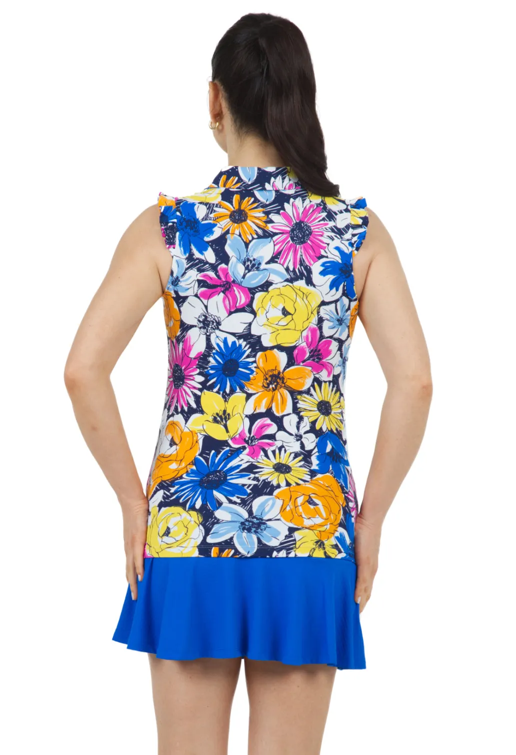 Medeline Print Ruffle Sleeveless Polo – 44260 sold by IBKUL product image thumbnail 2
