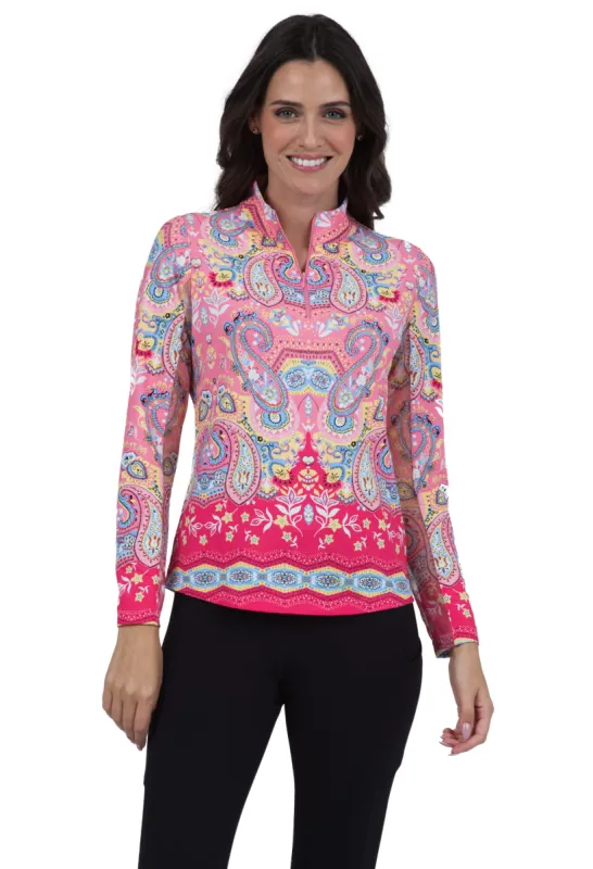 Vicki Print Long Sleeve Mock Neck Top sold by IBKUL