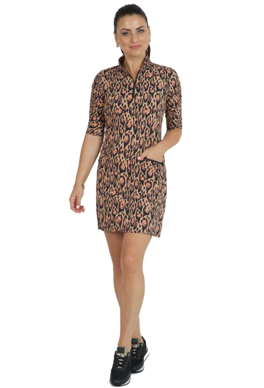 Gemma Print Ruched Elbow Length Sleeve Dress sold by IBKUL