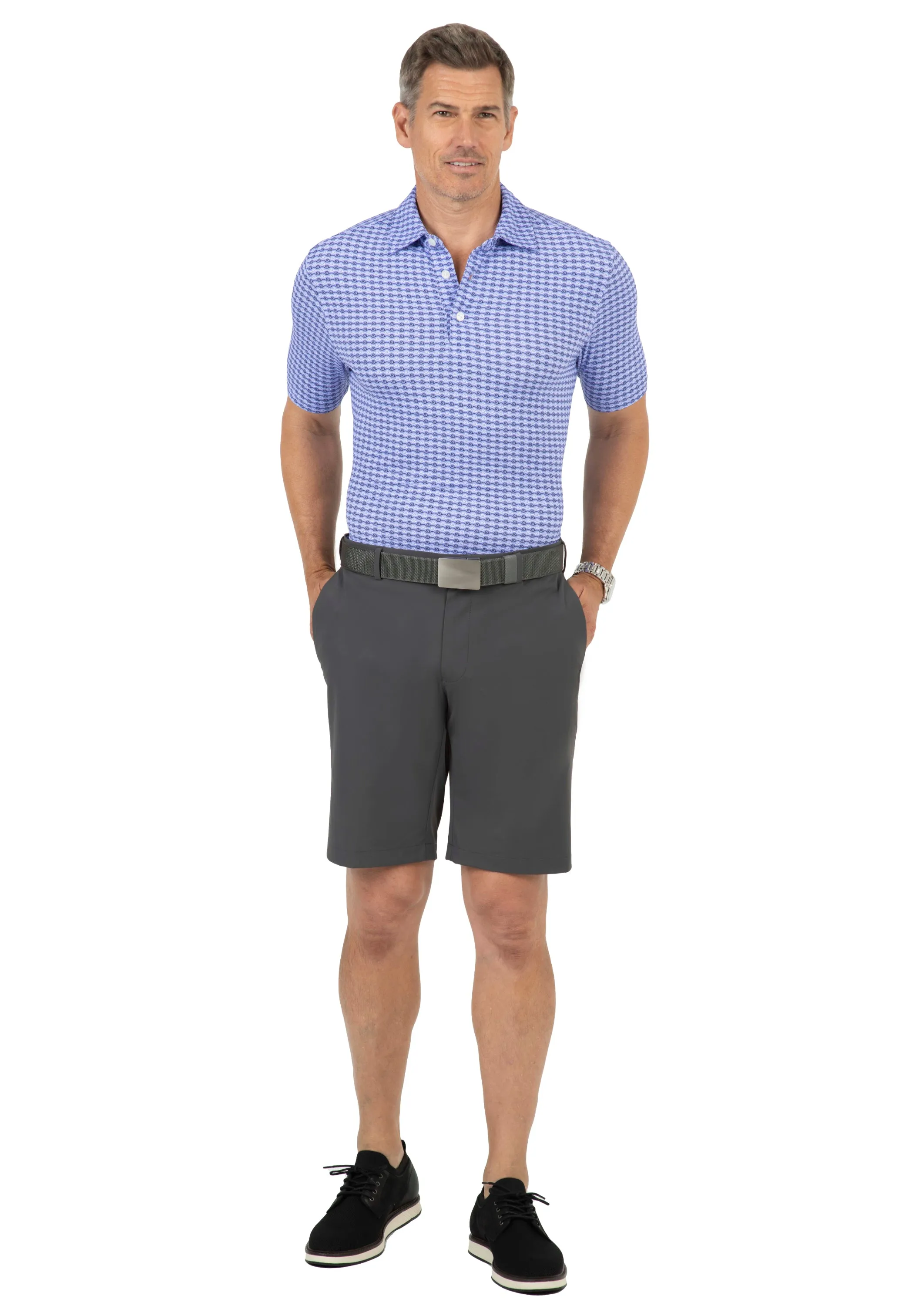 Curled Waves Print Short Sleeve Polo – 94141 (Modern Fit) sold by IBKUL product image thumbnail 2