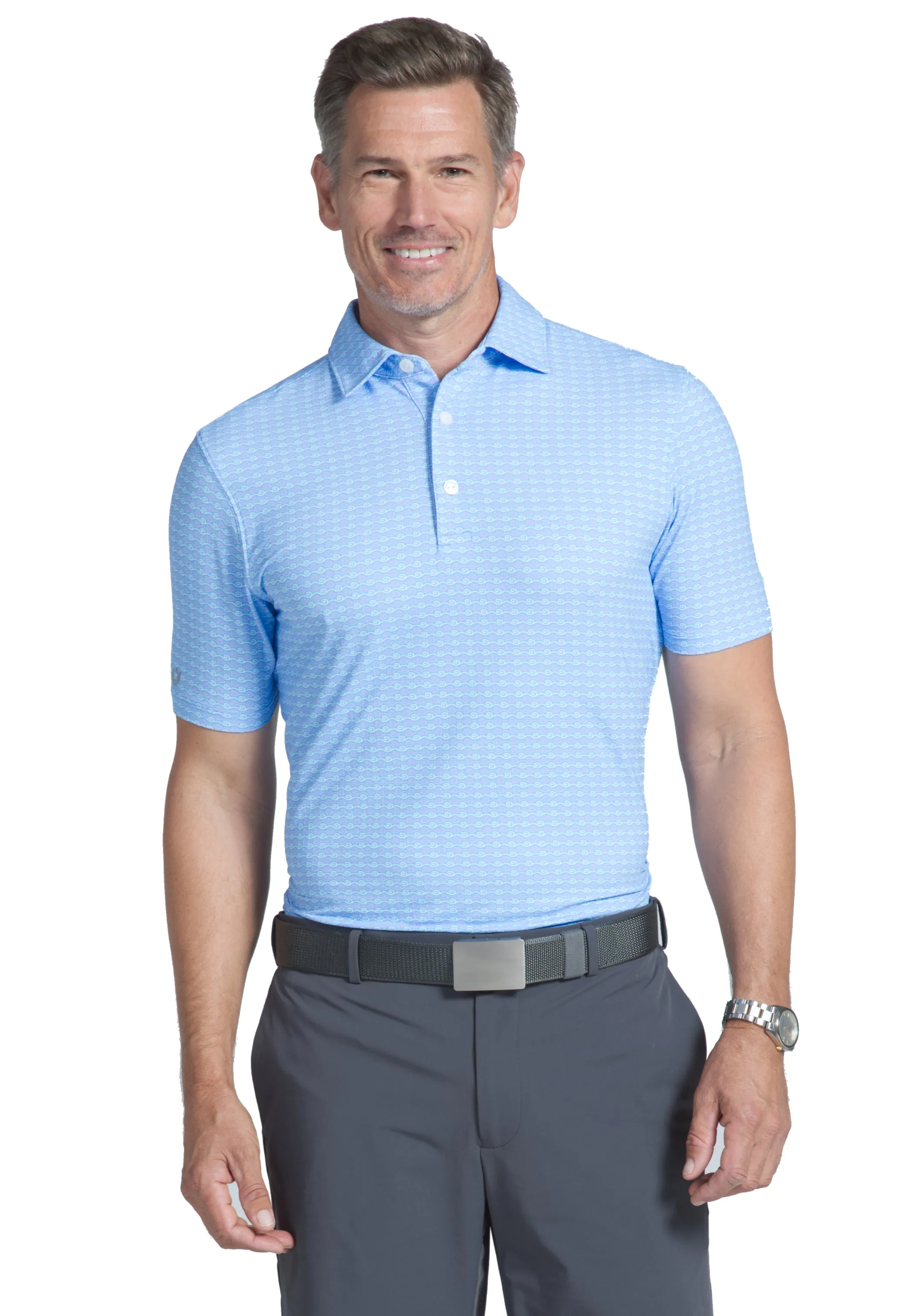 Curled Waves Print Short Sleeve Polo – 94141 (Modern Fit) sold by IBKUL product image thumbnail 4