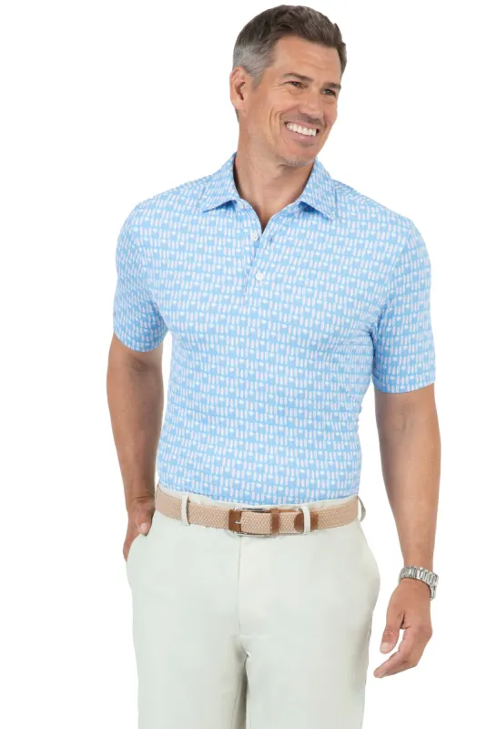Surfboard & Palms Print Short Sleeve Polo – 94143 (Modern Fit) sold by IBKUL