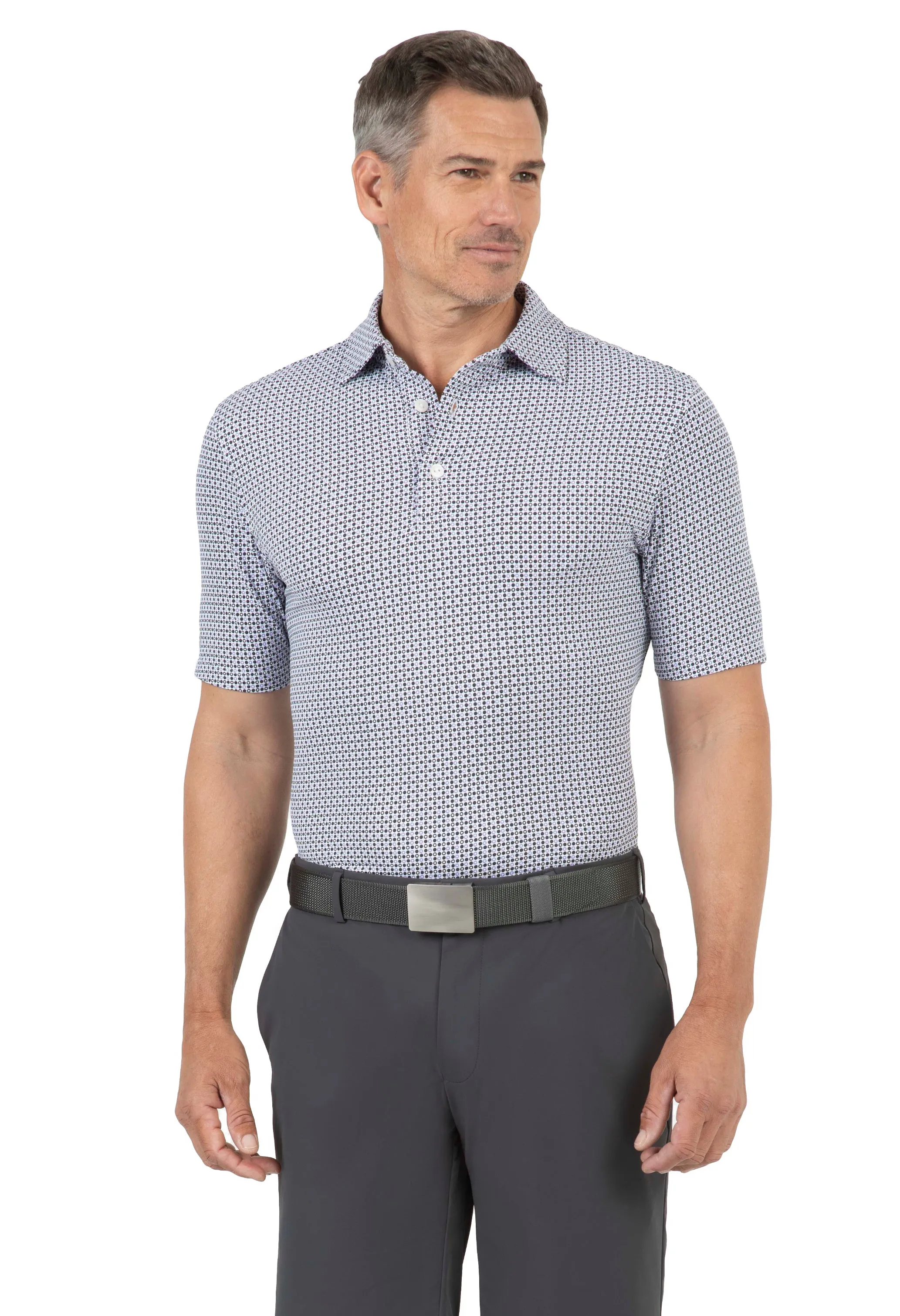 Circle O's Print Short Sleeve Polo – 94140 (Modern Fit) sold by IBKUL product image thumbnail 5