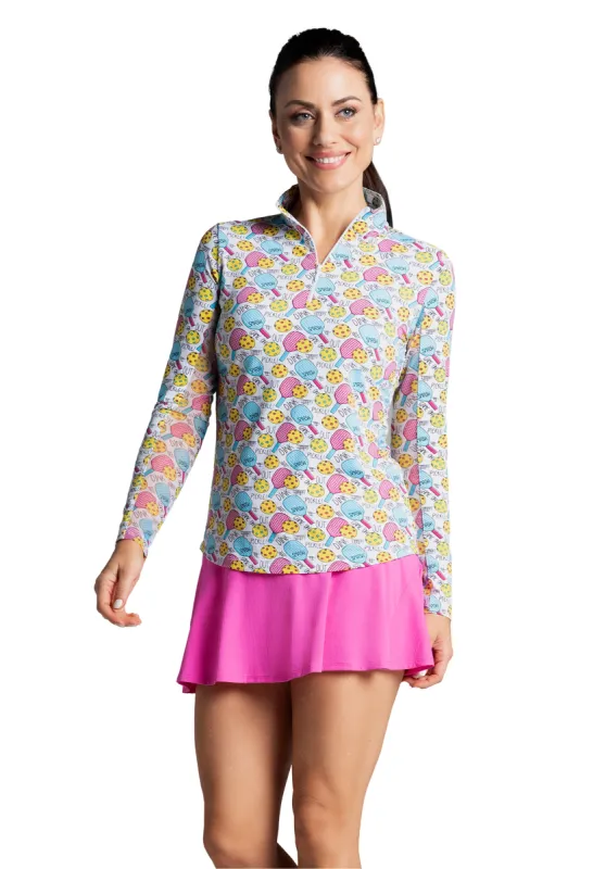 Game On Print Long Sleeve Mock Neck Top sold by IBKUL