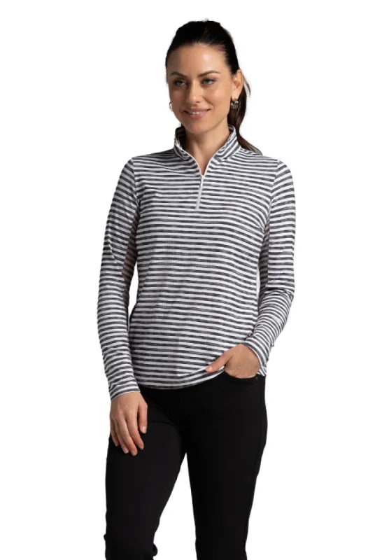 Landon Stripe II Print Long Sleeve Mock Neck Top sold by IBKUL