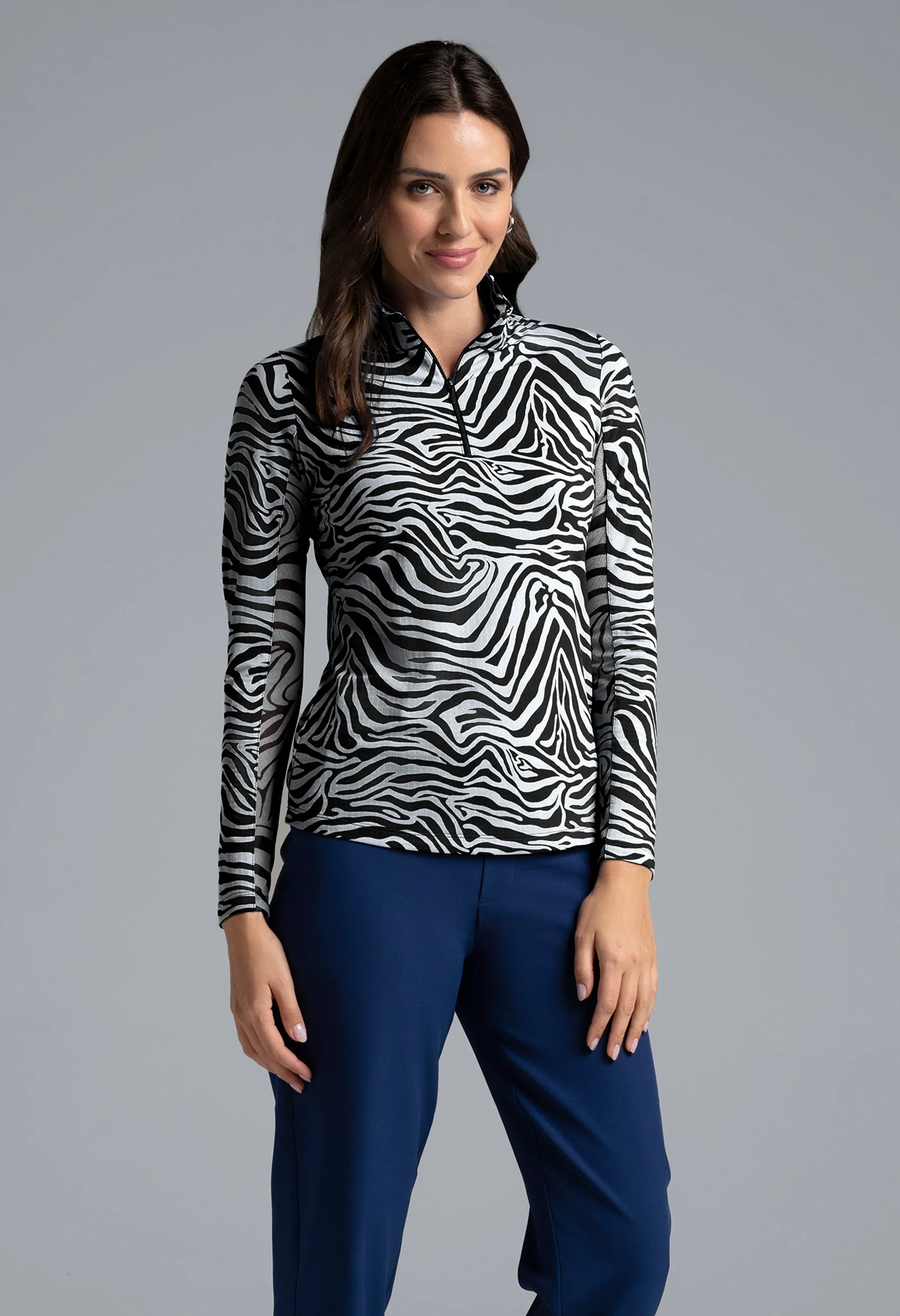 Cecilia Print Long Sleeve Mock Neck Top sold by IBKUL product image thumbnail 2