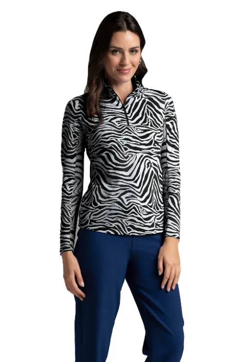 Cecilia Print Long Sleeve Mock Neck Top sold by IBKUL