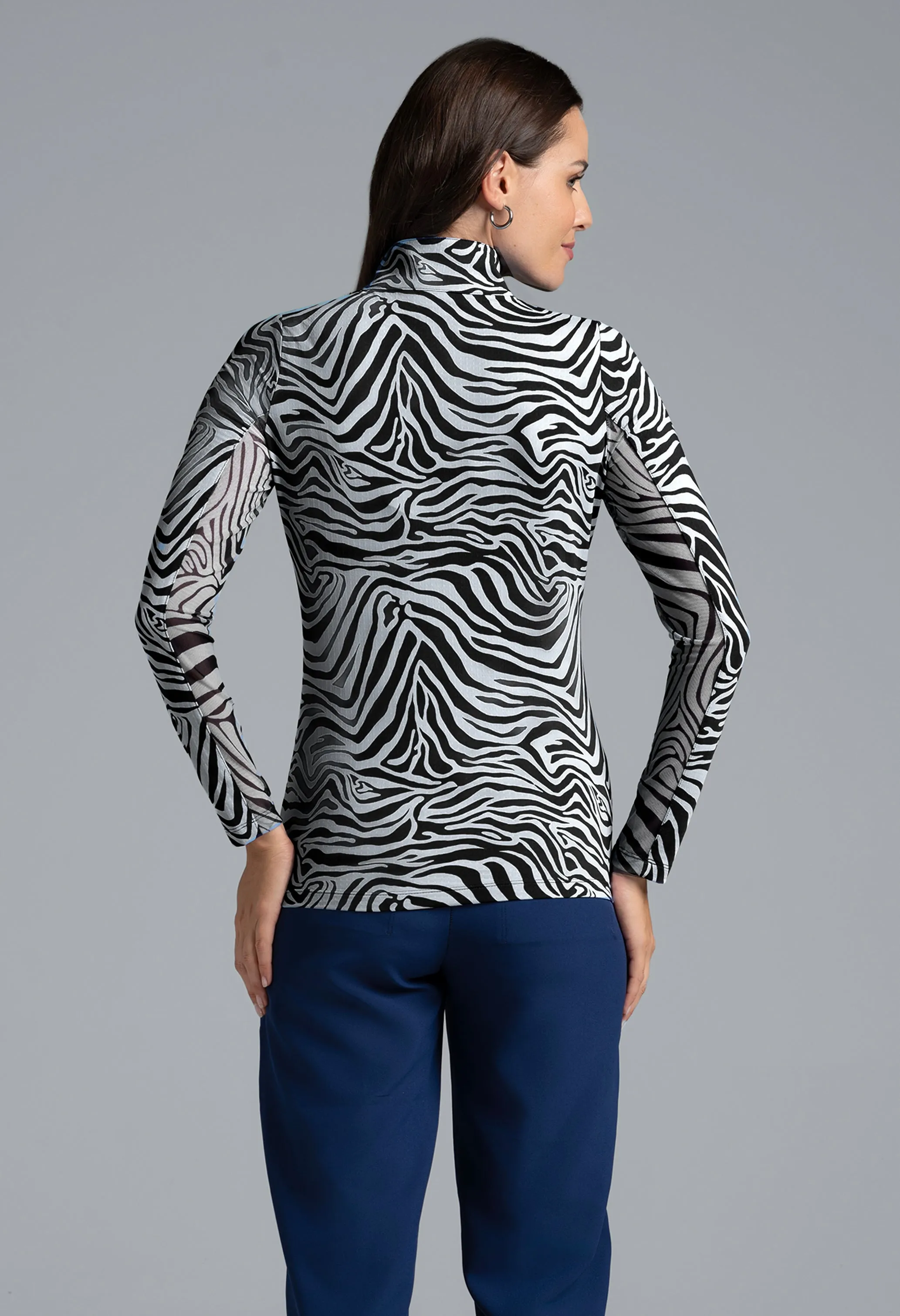 Cecilia Print Long Sleeve Mock Neck Top sold by IBKUL product image thumbnail 3