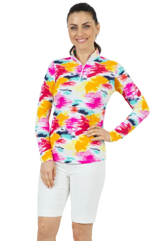 Matilda Print Long Sleeve Mock Neck Top – 10263 sold by IBKUL