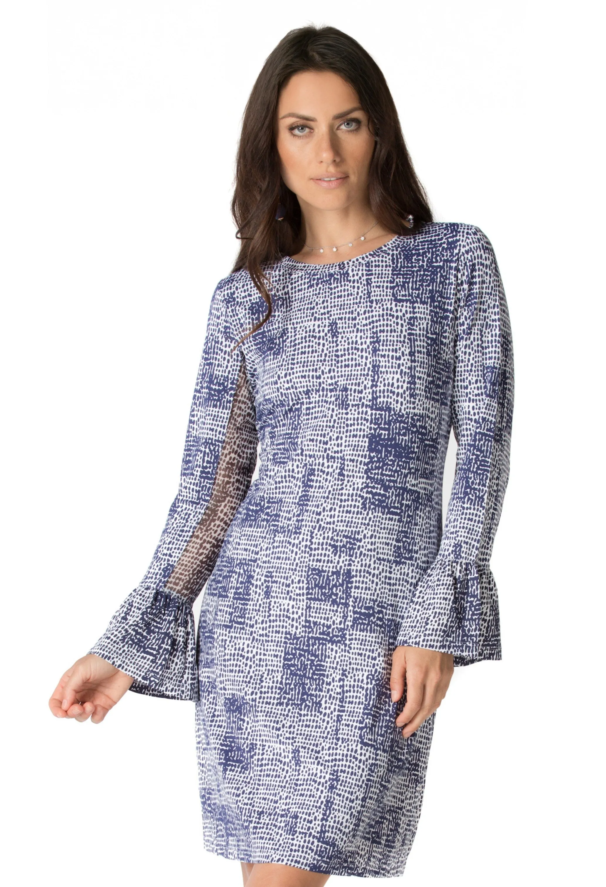 Diane Print Bell Sleeve Dress - 55964 sold by IBKUL product image thumbnail 2