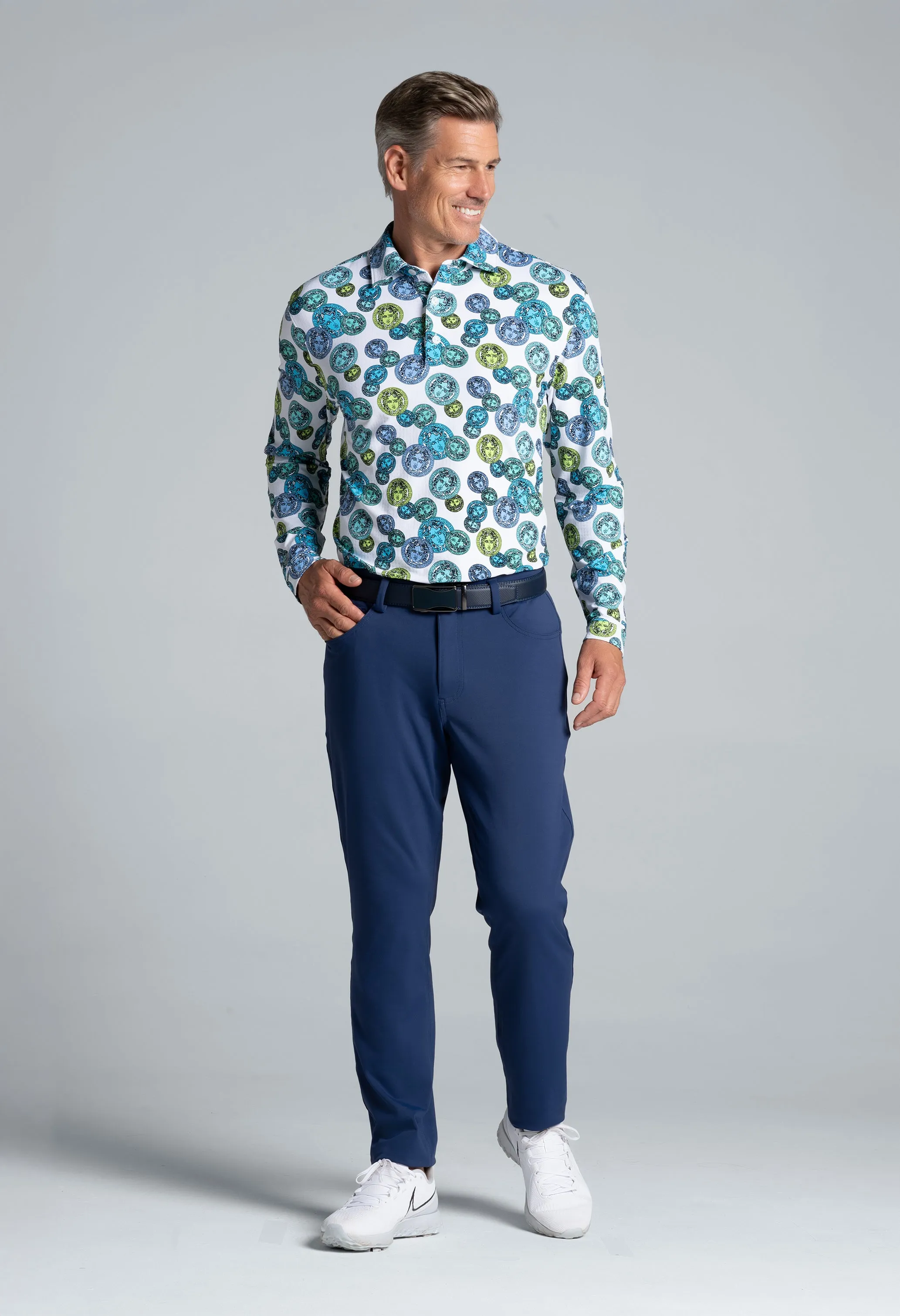 Medusa Print Long Sleeve Polo (Modern Fit) sold by IBKUL product image thumbnail 4