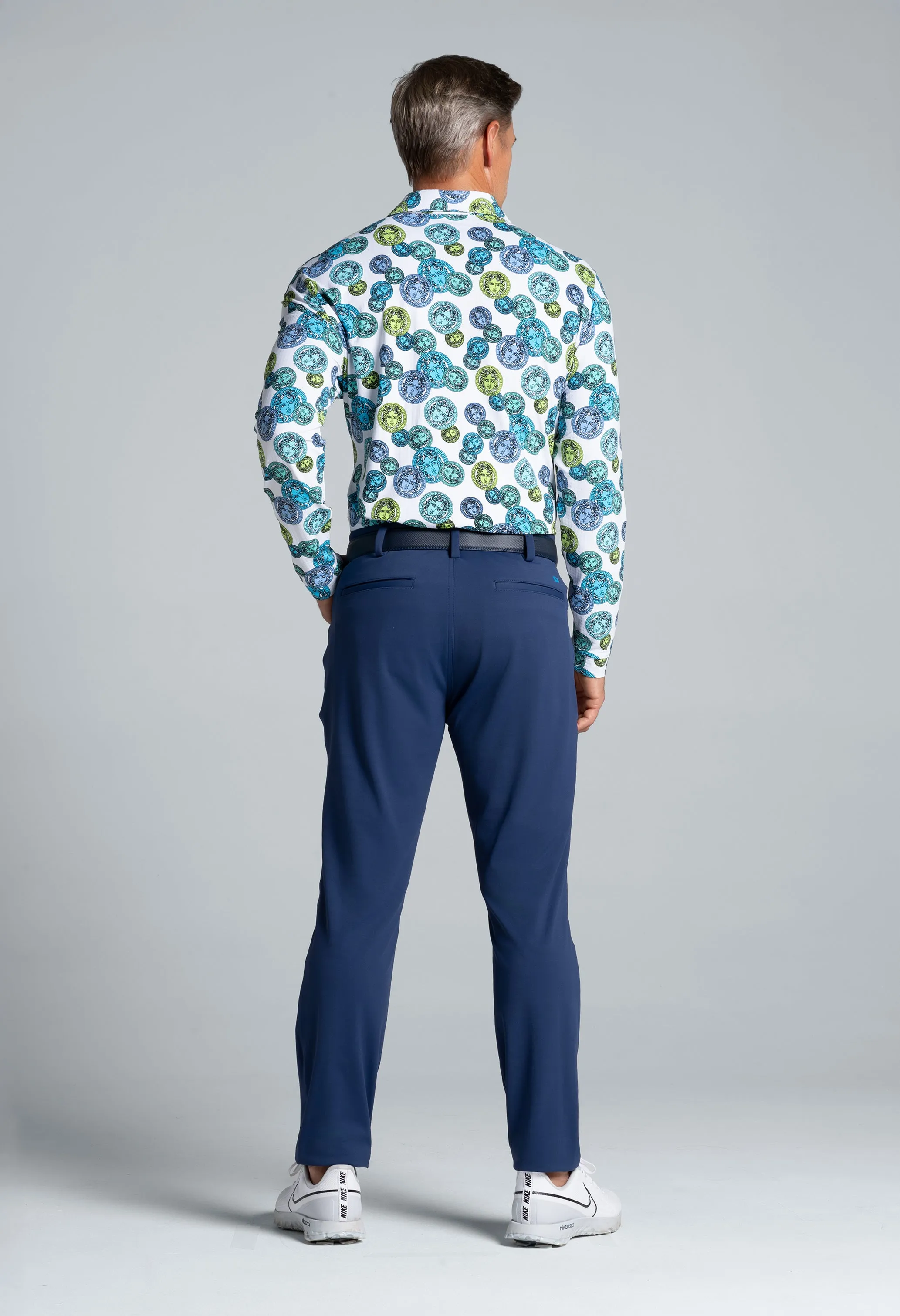 Medusa Print Long Sleeve Polo (Modern Fit) sold by IBKUL product image thumbnail 3