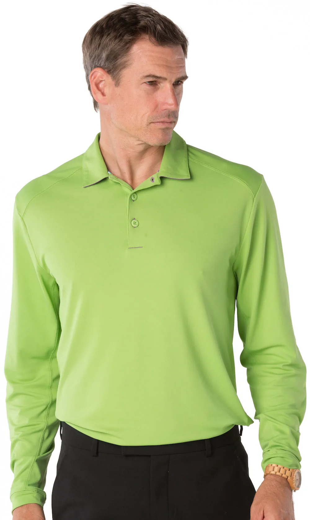 Solid Long Sleeve Polo - 91000 (Regular Fit) sold by IBKUL