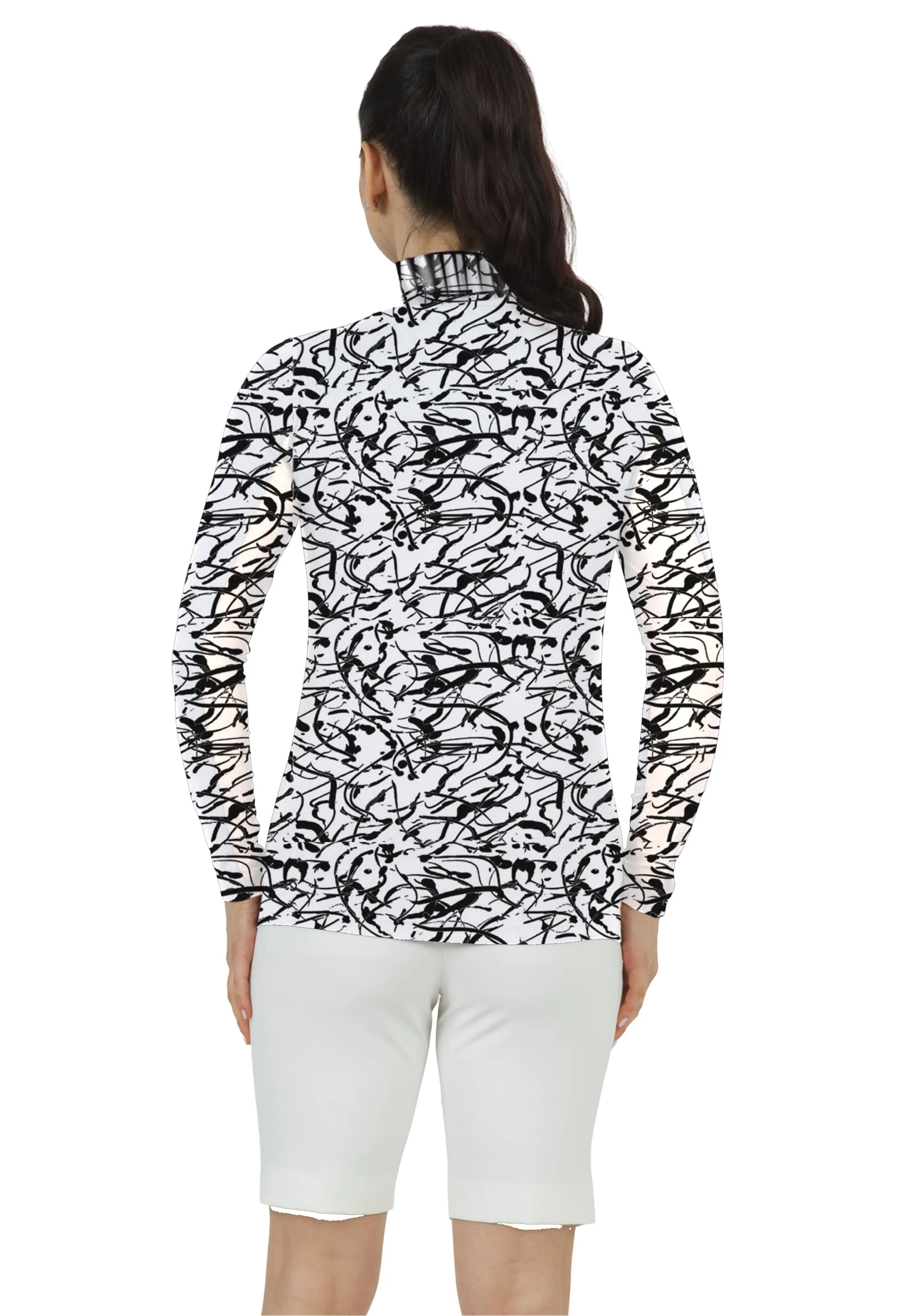 Parisa Print Long Sleeve Ruffle Collar Shirt – 19744 sold by IBKUL product image thumbnail 3