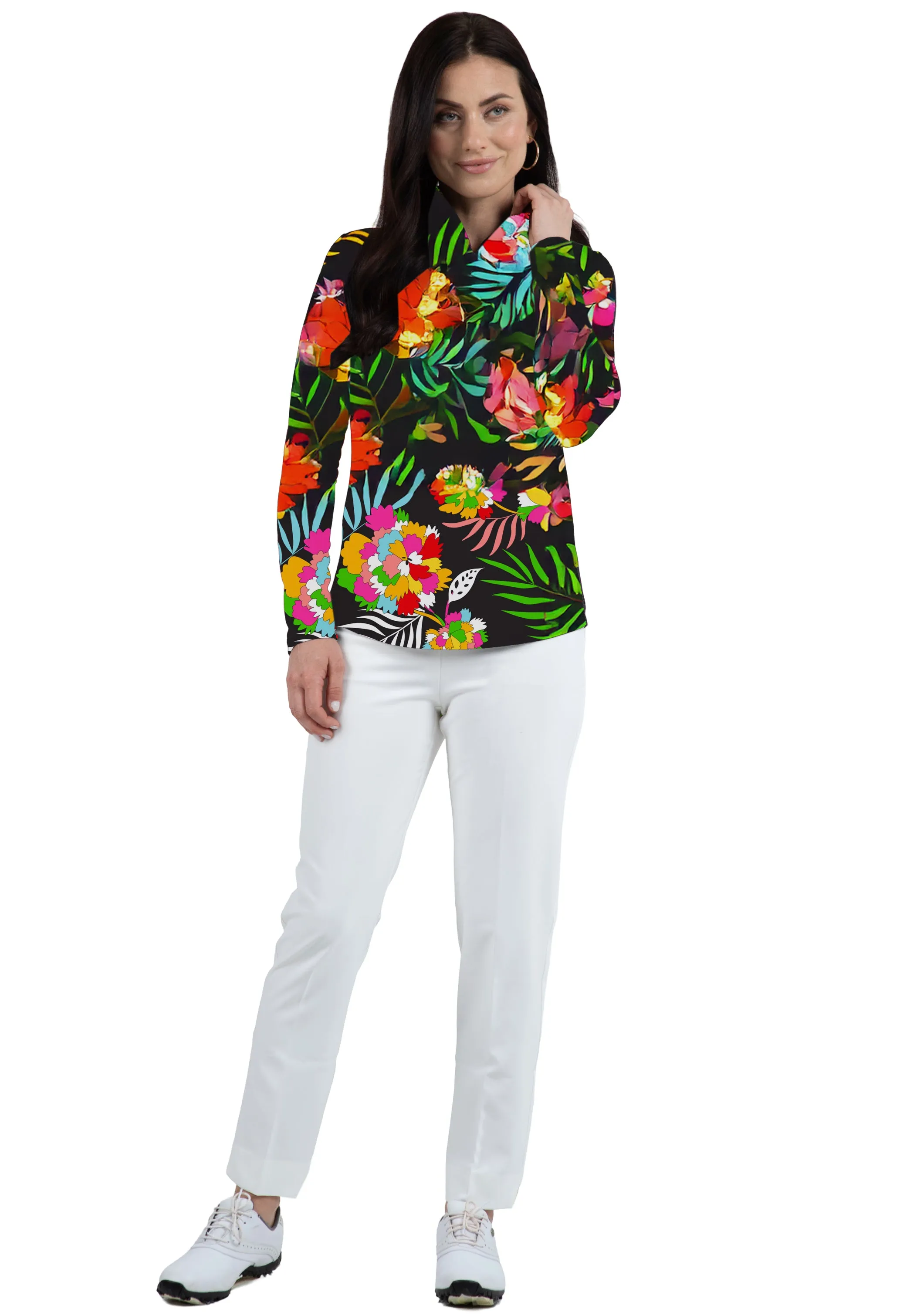 Alessia Print Long Sleeve Mock Neck Top – 10415 sold by IBKUL product image thumbnail 2