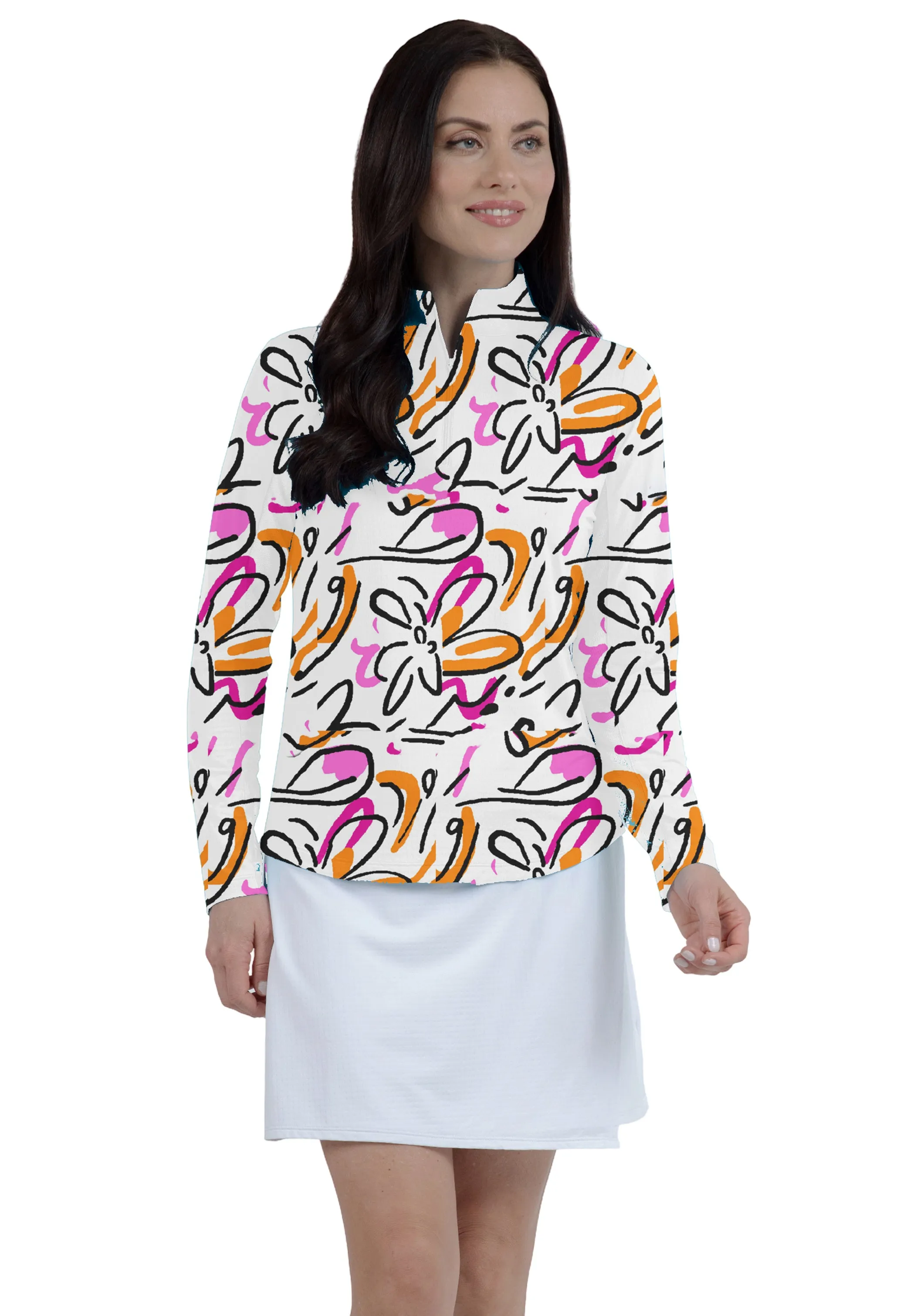 Lucien Print Long Sleeve Mock Neck Top – 10413 sold by IBKUL product image thumbnail 5