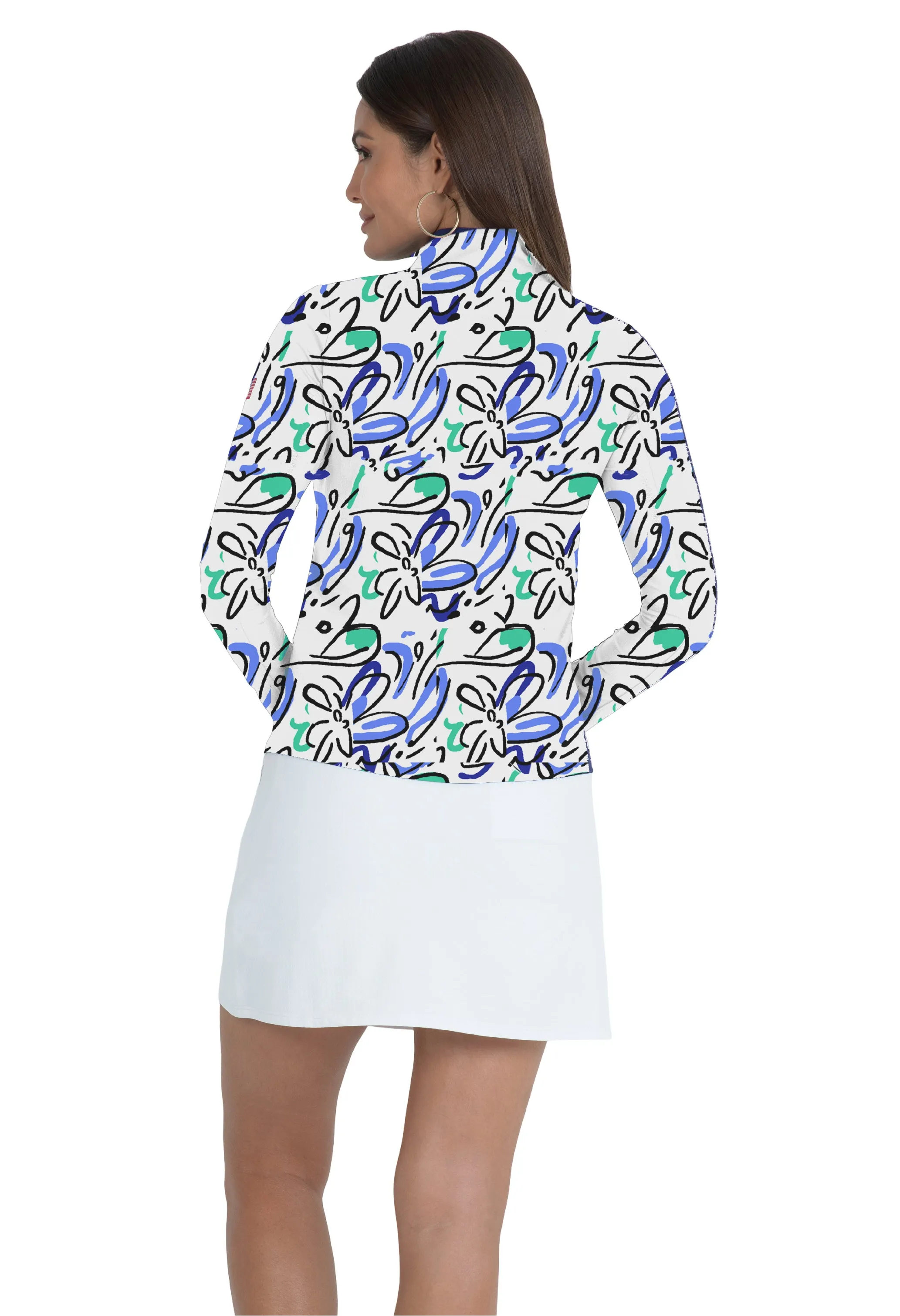 Lucien Print Long Sleeve Mock Neck Top – 10413 sold by IBKUL product image thumbnail 3