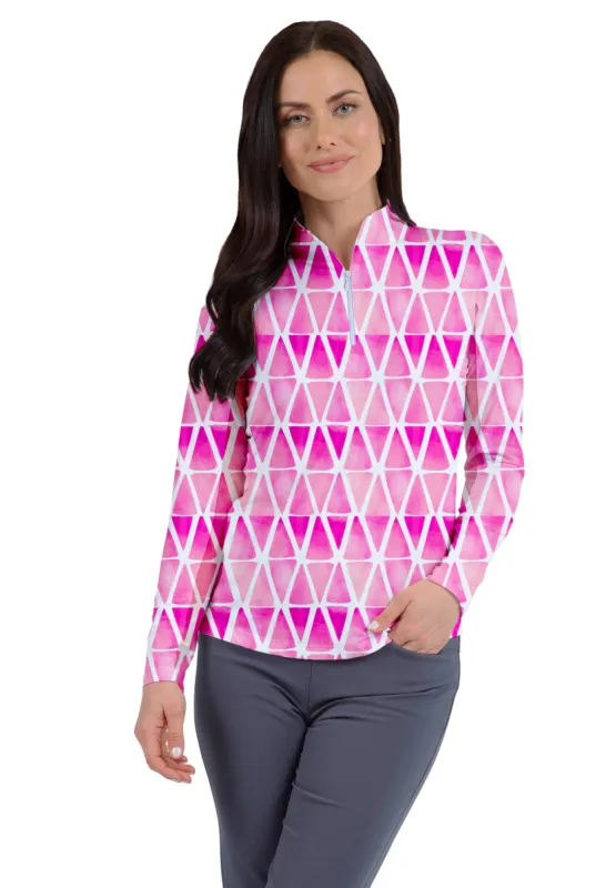 Monica Print Long Sleeve Mock Neck Top – 10411 sold by IBKUL