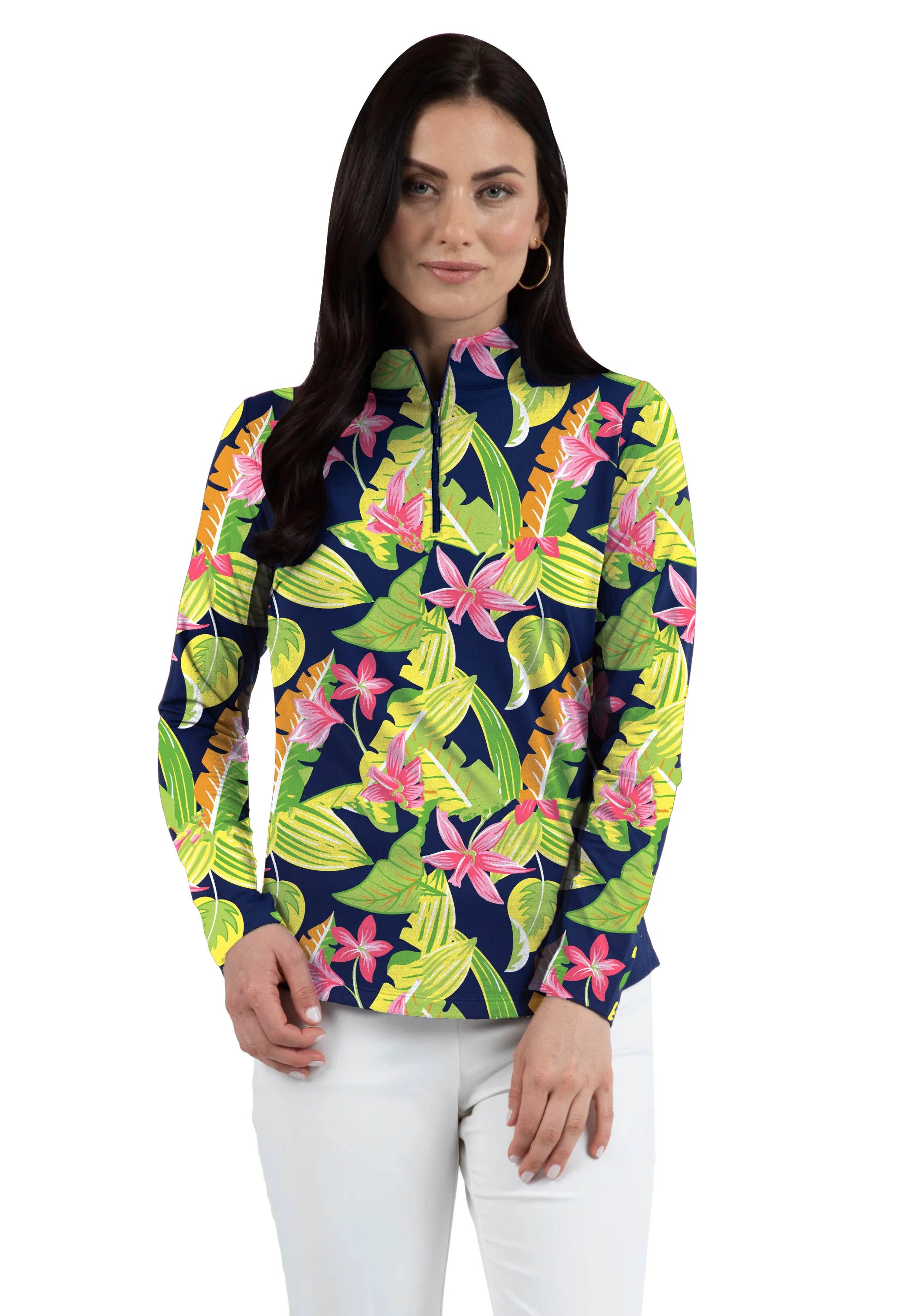 Victoria Print Long Sleeve Mock Neck Top – 10196 sold by IBKUL