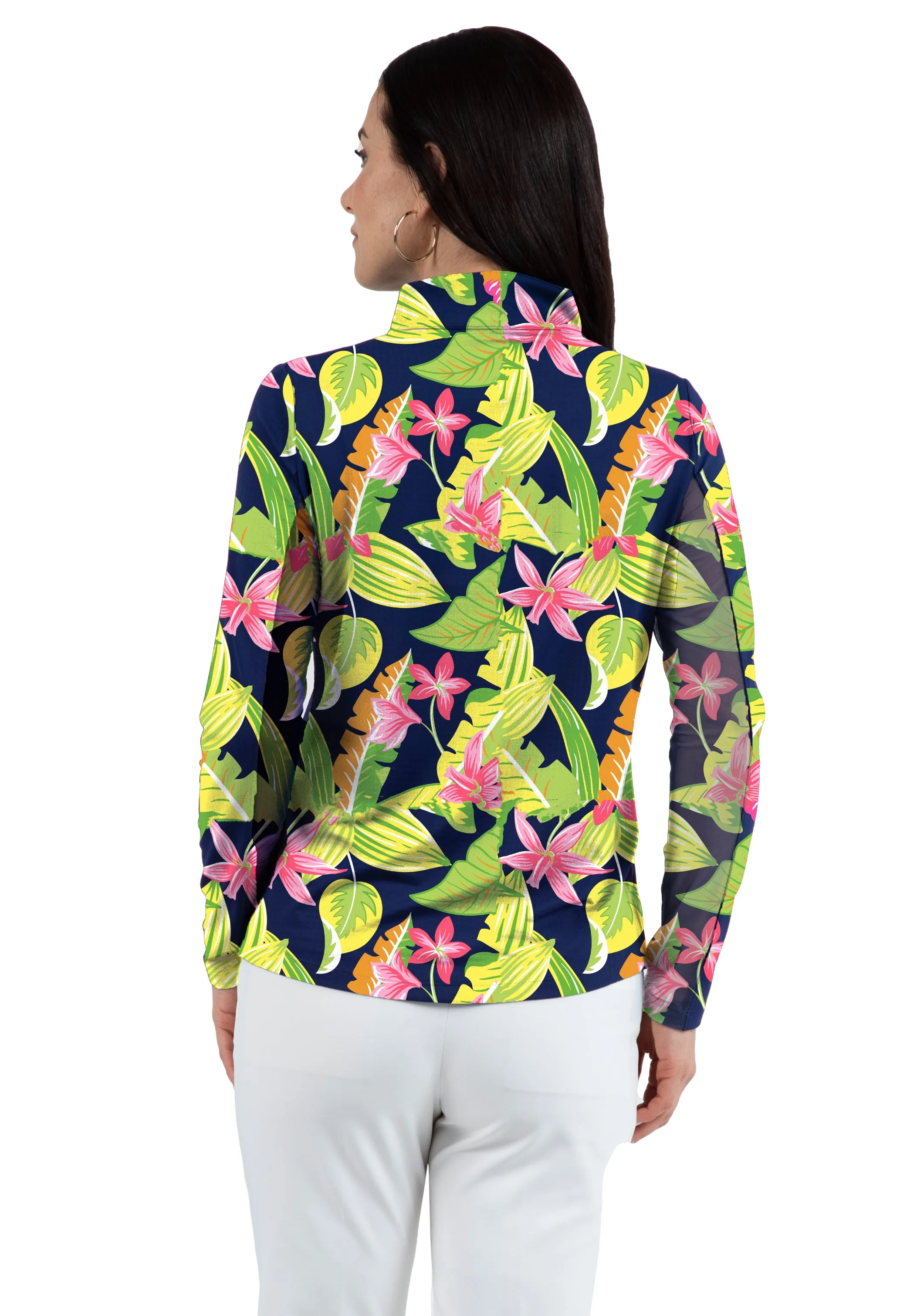 Victoria Print Long Sleeve Mock Neck Top – 10196 sold by IBKUL product image thumbnail 3
