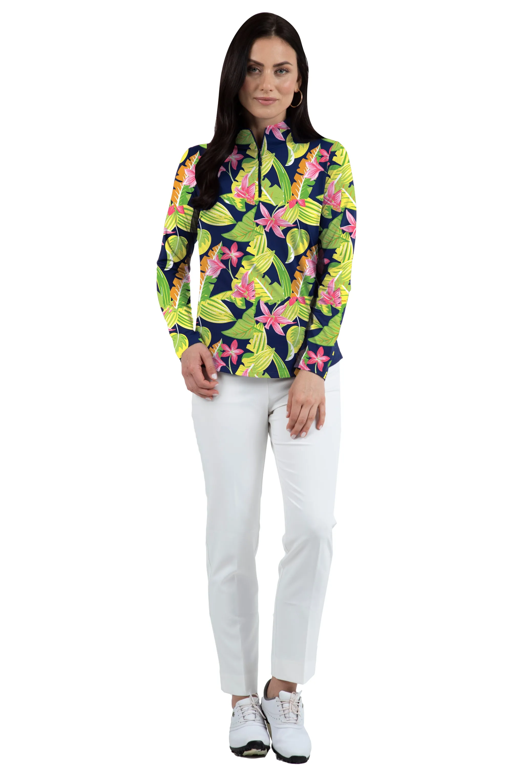 Victoria Print Long Sleeve Mock Neck Top – 10196 sold by IBKUL product image thumbnail 2