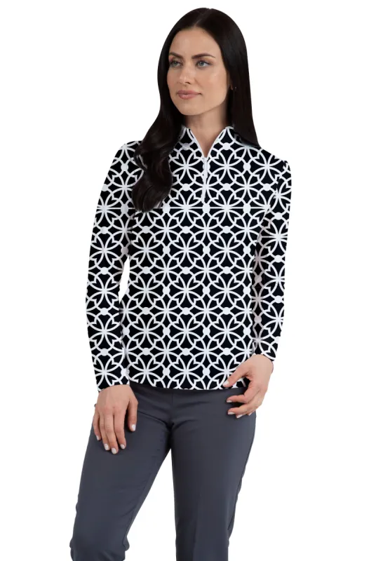 Vanessa Print Long Sleeve Mock Neck Top – 10195 sold by IBKUL