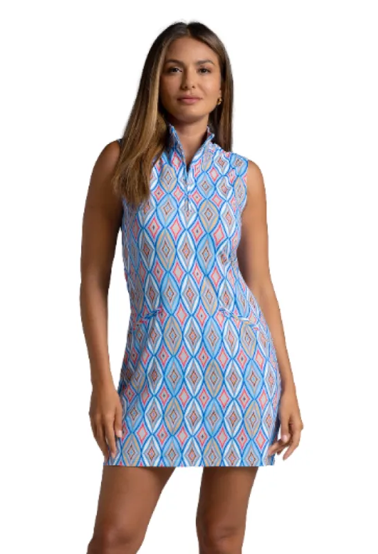 Romina Print Sleeveless Mock Dress sold by IBKUL