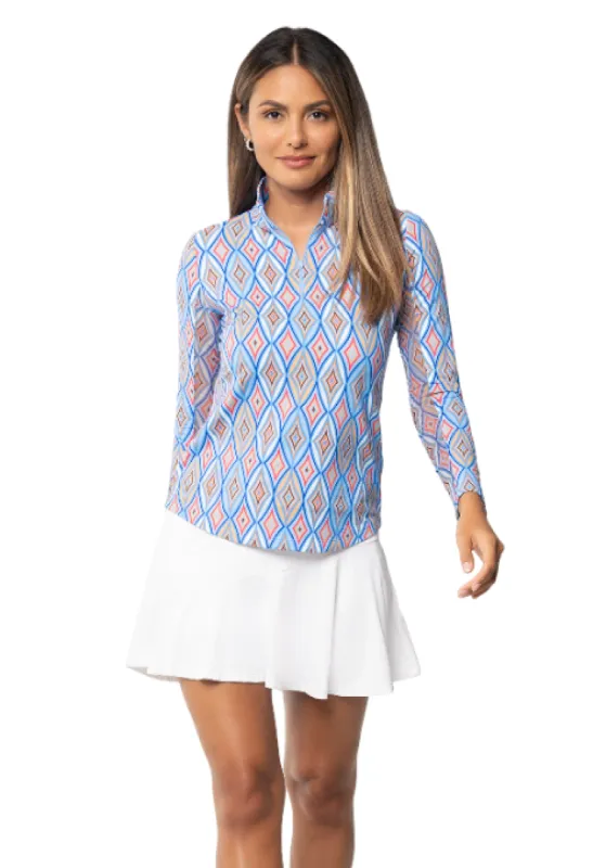 Romina Print Long Sleeve Mock Neck Top sold by IBKUL